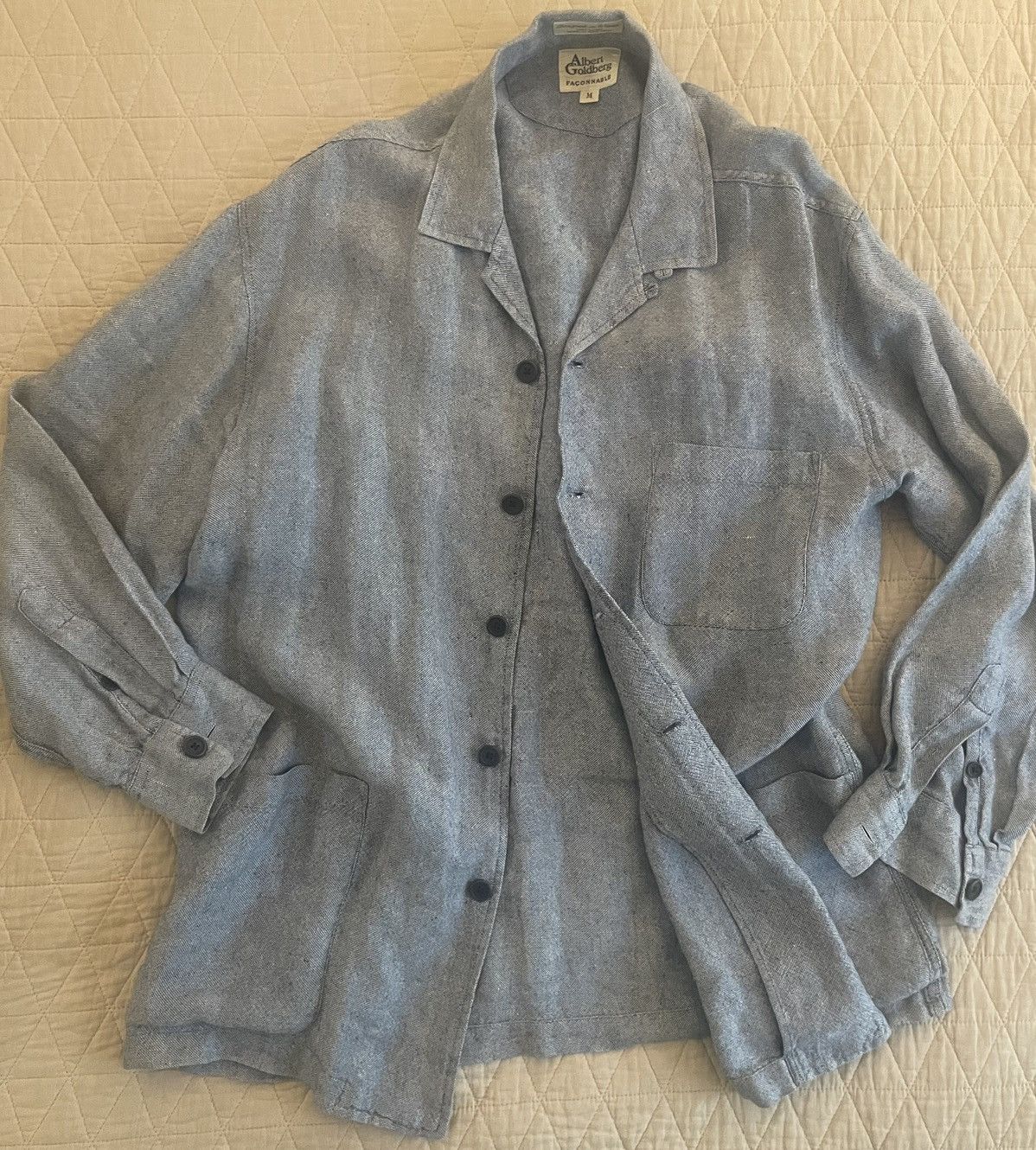 Faconnable × Vintage Patch Pocket Linen Shirt Jacket Size 42R - 3 Thumbnail