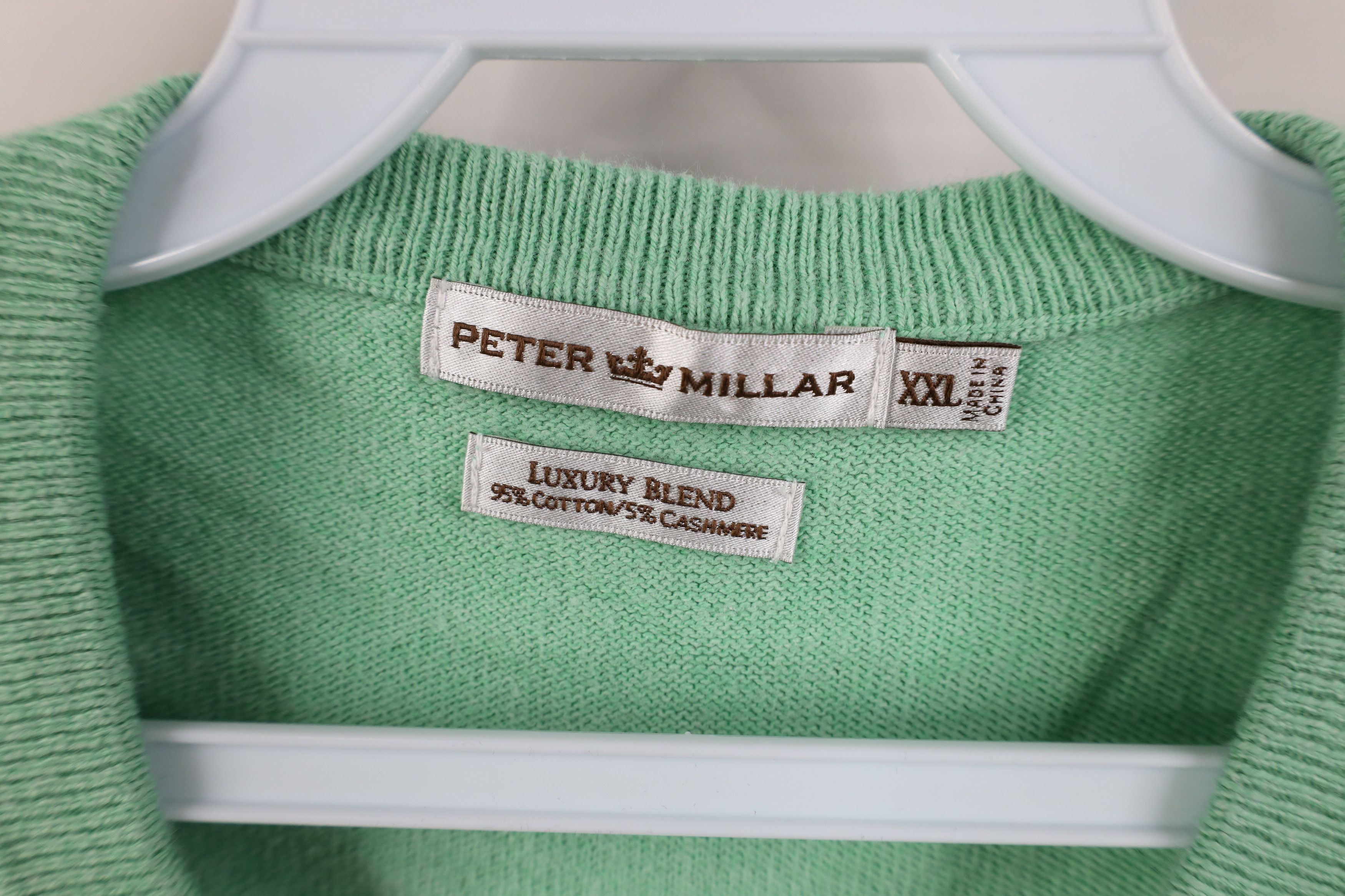 Peter Millar Peter Millar Blank Cotton Cashmere Knit V-Neck Sweater Green Size US XXL / EU 58 / 5 - 4 Thumbnail