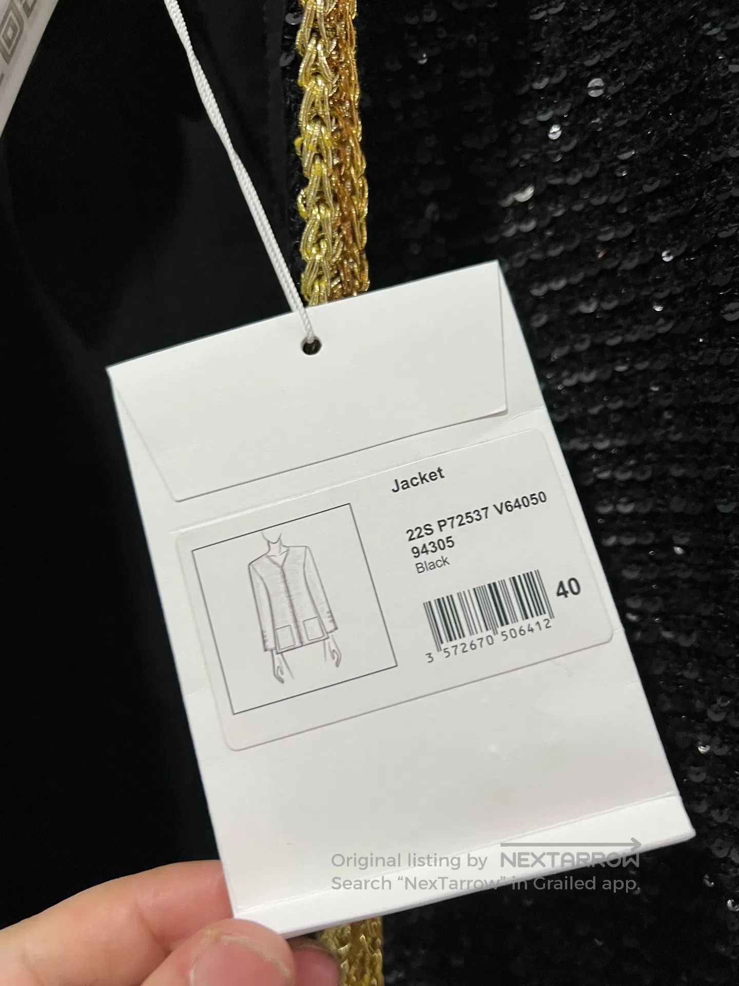 Chanel Chanel Heavy-duty, sequined black gold jacket| Size L / US 10 / IT 46 - 4 Thumbnail