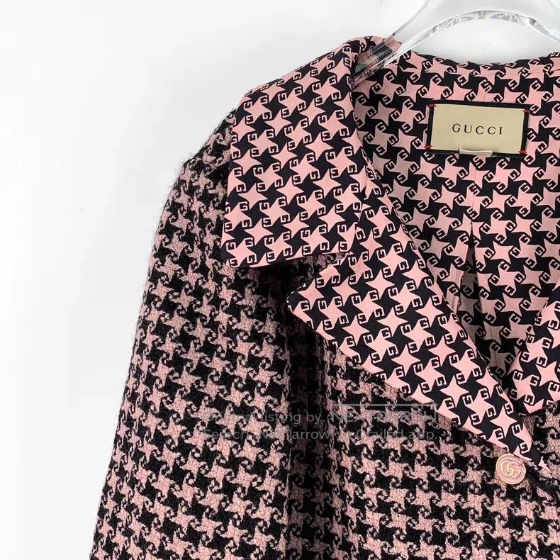 Gucci Gucci Pink checkered wool lapel single-breasted long-sleev Size M / US 6-8 / IT 42-44 - 3 Thumbnail