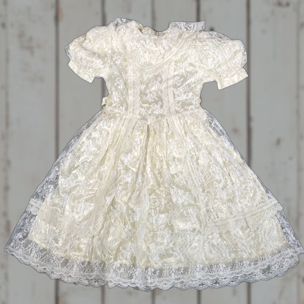 Vintage VINTAGE Gunne Sax Jessica McClintock Lace Ruffled Collar DRESS Size 7 CREAM Prairie Victorian 1970s Juniors Special Occasion Womens Size M / US 6-8 / IT 42-44 - 1 Thumbnail