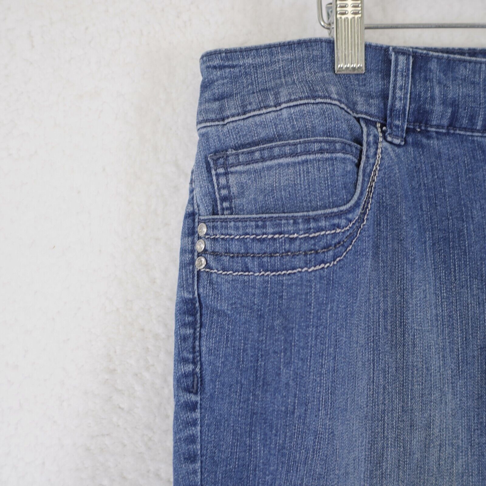 Chicos Chico's Platinum Denim Blue Jeans Rhinestone Stone Wash Size Size 26" / US 2 / IT 38 - 4 Thumbnail