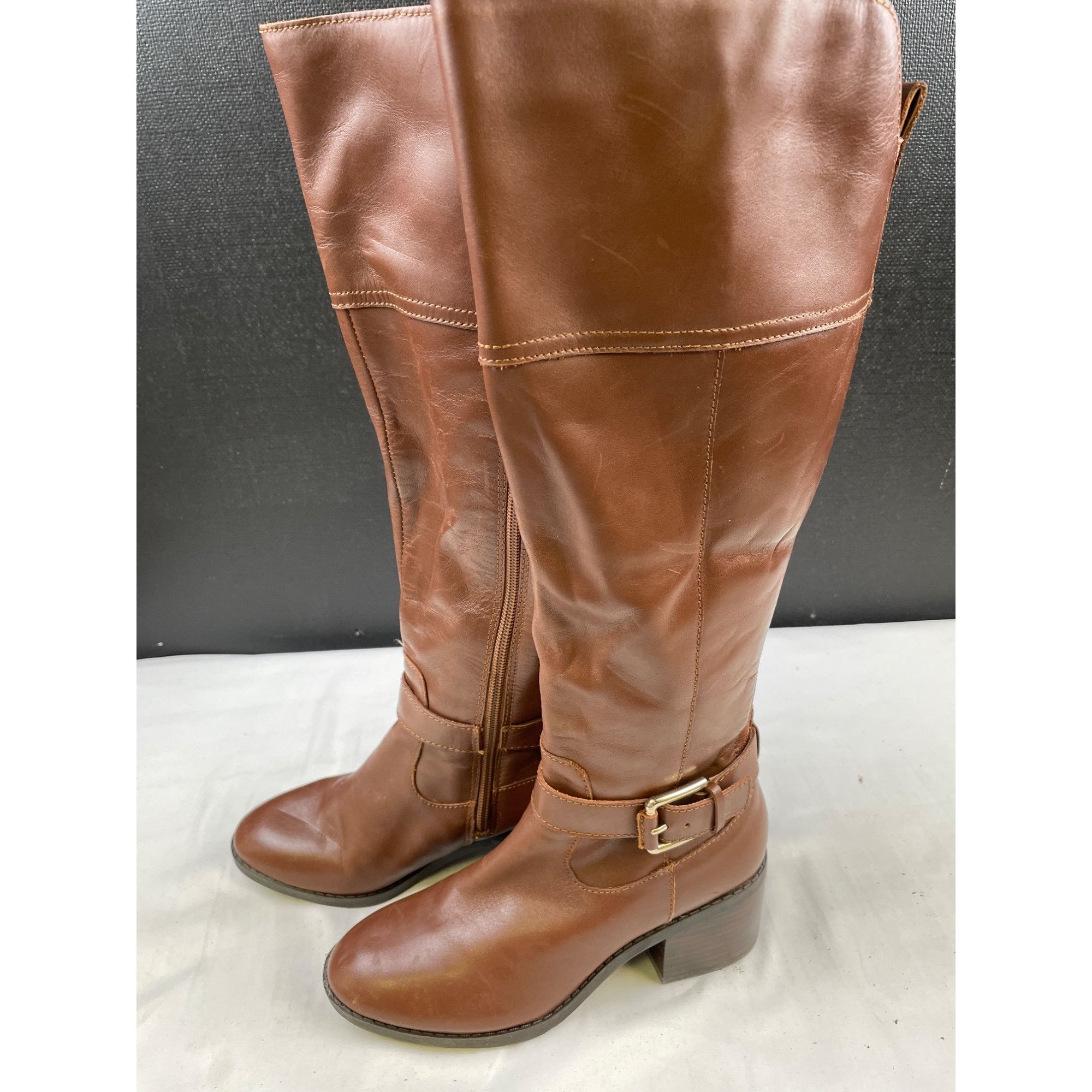 Marc Fisher Mark Fisher Women's Brown Leather Tall Boots/Shoes Heel 2" S Size US 5.5 / IT 35.5 - 1 Thumbnail