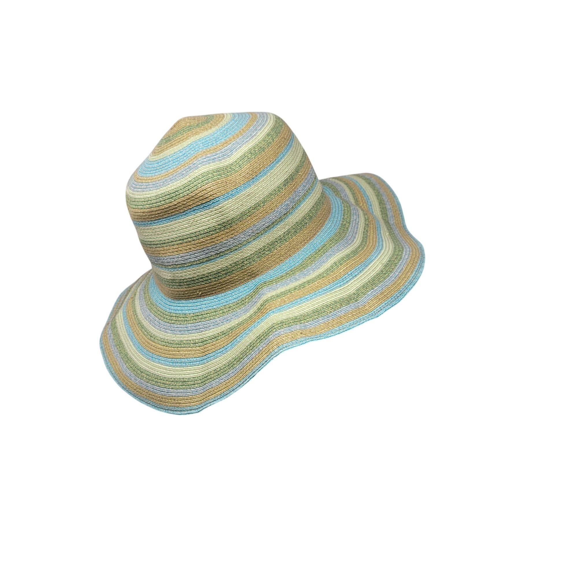 Other Flora Bella Pastel Floppy Wide Brim Straw Beach Sun Hat Blue Size ONE SIZE - 7 Thumbnail