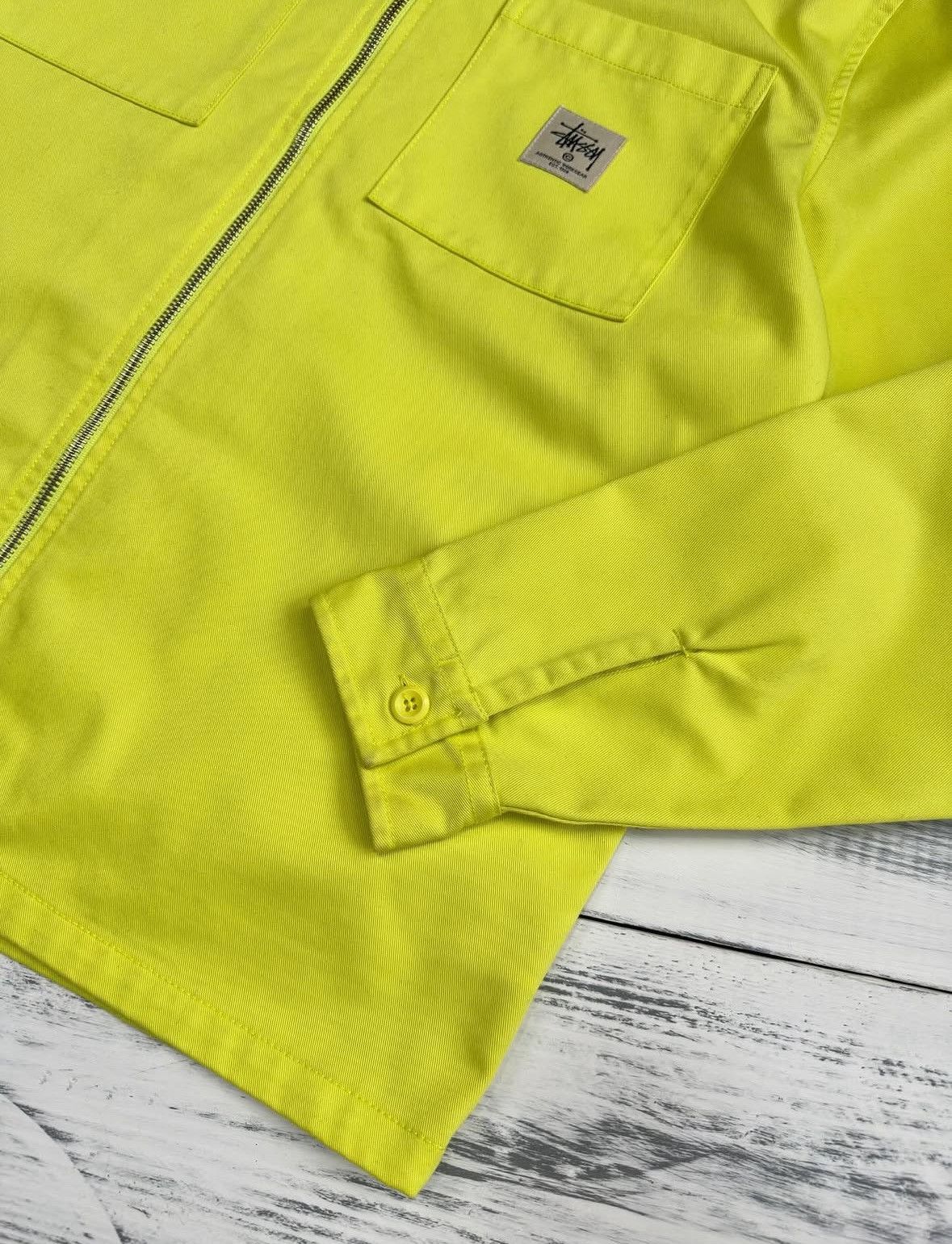 Stussy STUSSY Japan Exclusive Neon Yellow Workwear Zip Jacket Sz M Size US M / EU 48-50 / 2 - 6 Thumbnail