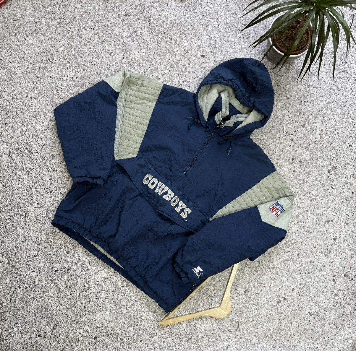 NFL × Starter × Vintage Vintage 1990’s NFL Starter Dallas Cowboys 1/2 ZIP Jacket Size US XL / EU 56 / 4 - 1 Thumbnail