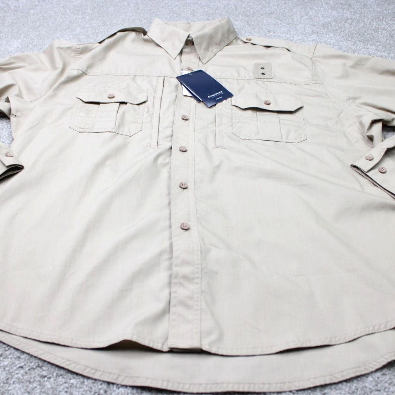 Propper Propper Shirt Mens 2XL Beige Button-Up Long Sleeve Casual Workwear Navy? Size US XXL / EU 58 / 5 - 5 Thumbnail