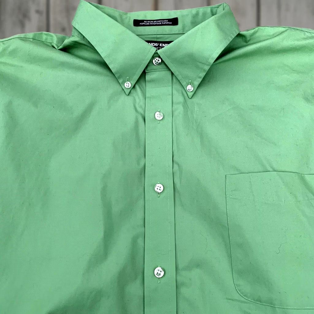 Lands' End Lands' End Outfitters Shirt Mens BIG Green No Iron 100% Cotton Broadcloth Size US XXL / EU 58 / 5 - 1 Thumbnail