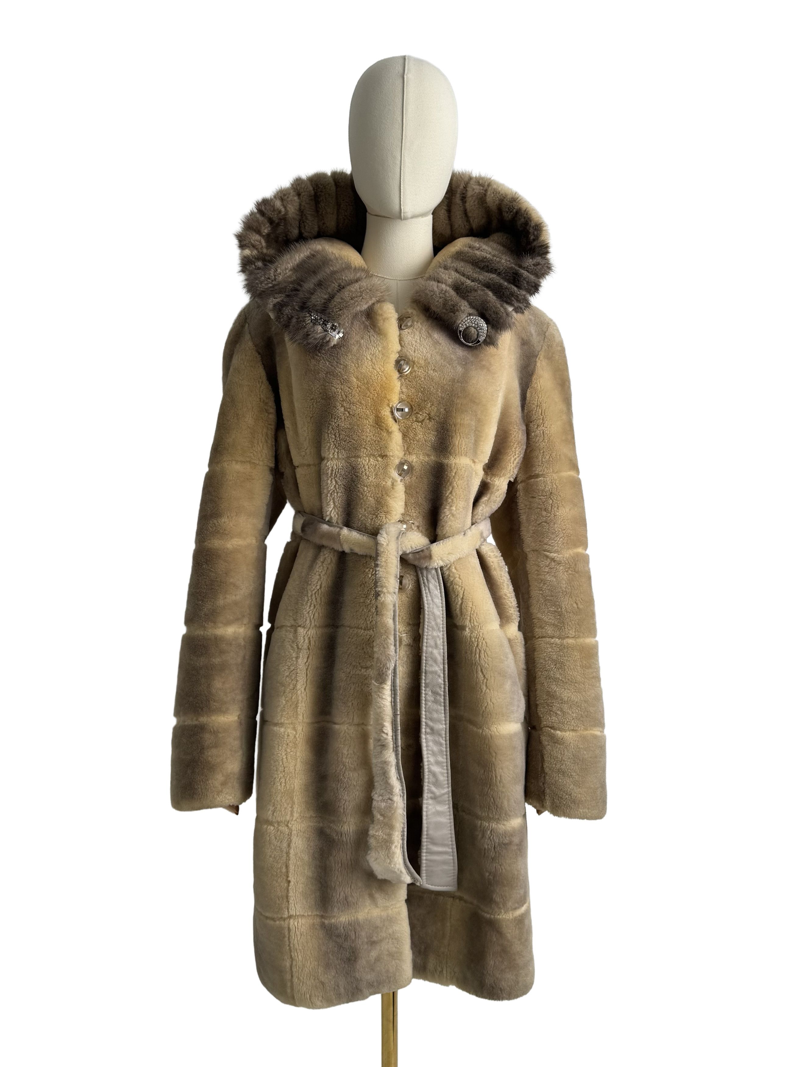 Vintage Vintage Real Sheepskin Hooded Coat Size L / US 10 / IT 46 - 2 Thumbnail