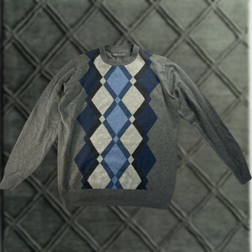 Vintage Tricots St. Raphael Sweater Mens Small Gray Argyle LS Lightweight Crew Neck Size US L / EU 52-54 / 3 - 1 Thumbnail