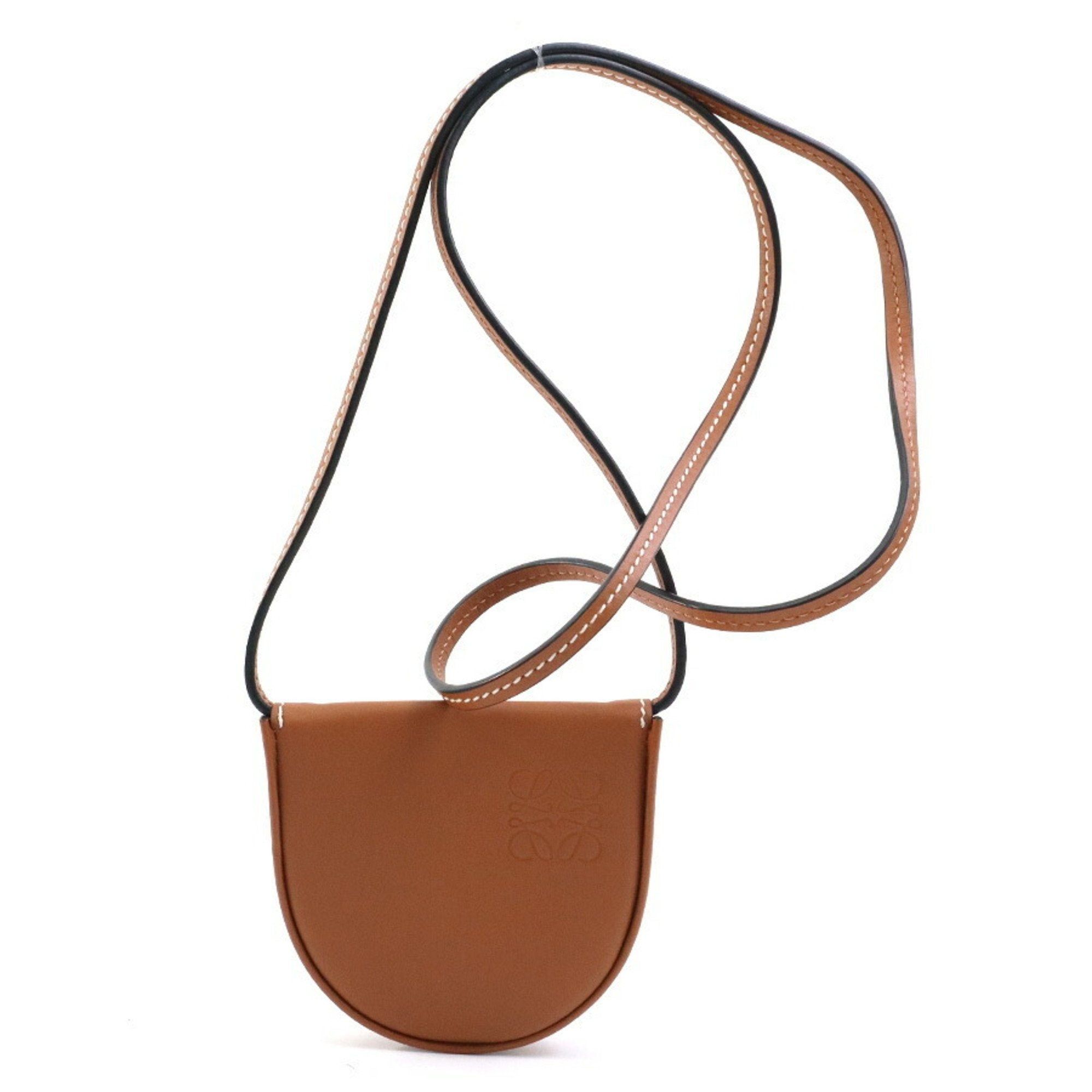 image of Loewe Coin Case Mini Pouch Heel Leather Brown Unisex, Women's