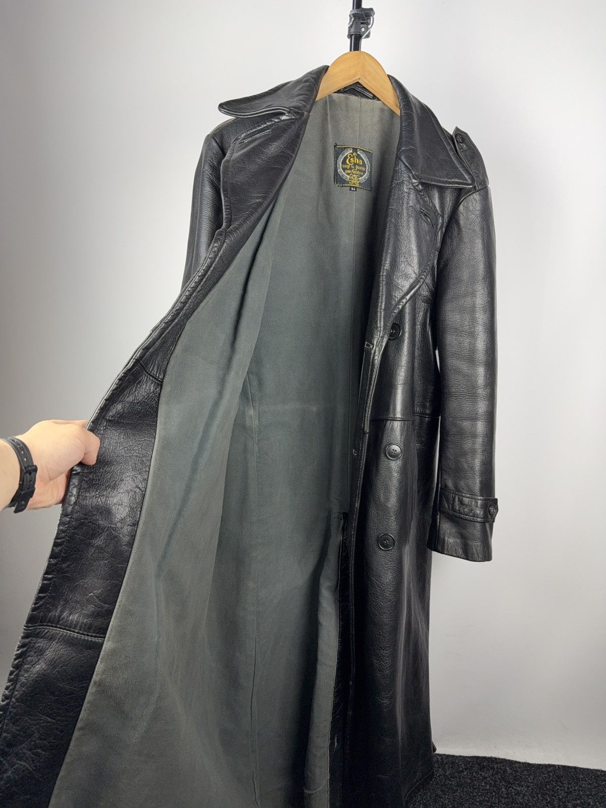 Japanese Brand RARE Avant Garde 90s Opium Archive Heavy Leather Trench Coat Size US L / EU 52-54 / 3 - 9 Thumbnail