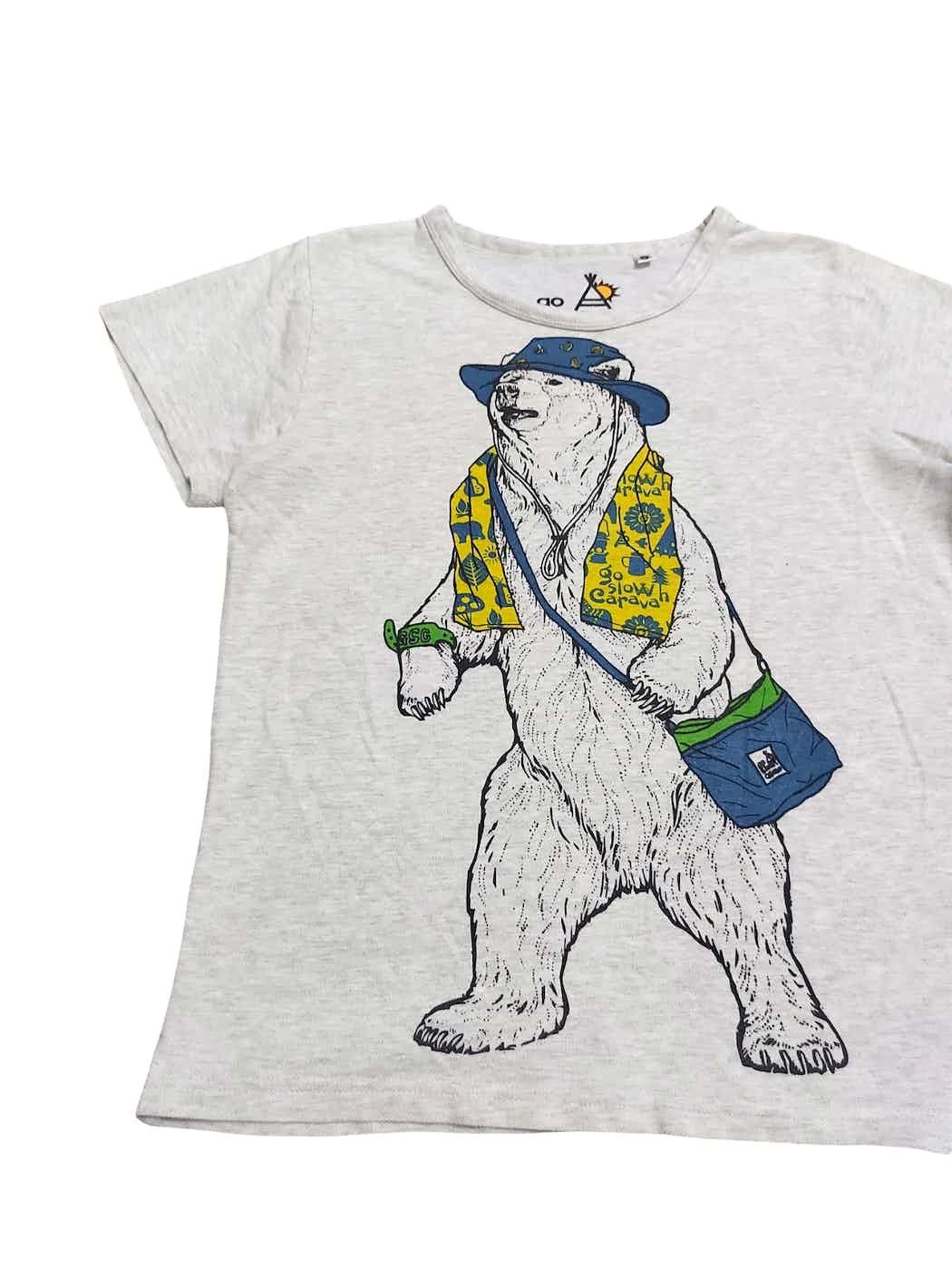 Japanese Brand × go slow caravan Rare! Go Slow Caravan Beachgoers Bear Graphic Tee Size US S / EU 44-46 / 1 - 3 Thumbnail