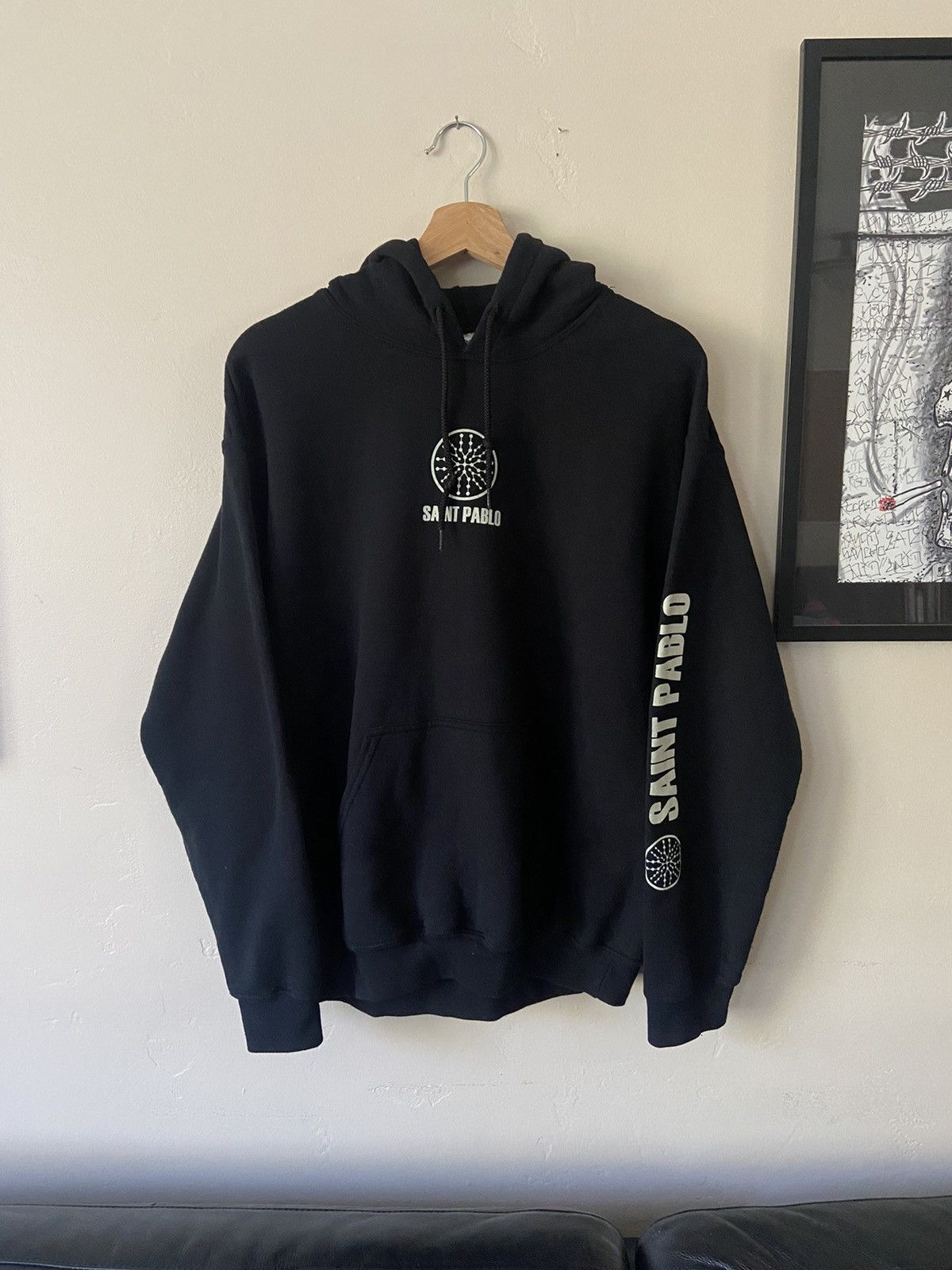 image of Kanye West Saint Pablo Tour Hoodie (2016) in Black, Men's (Size Medium)