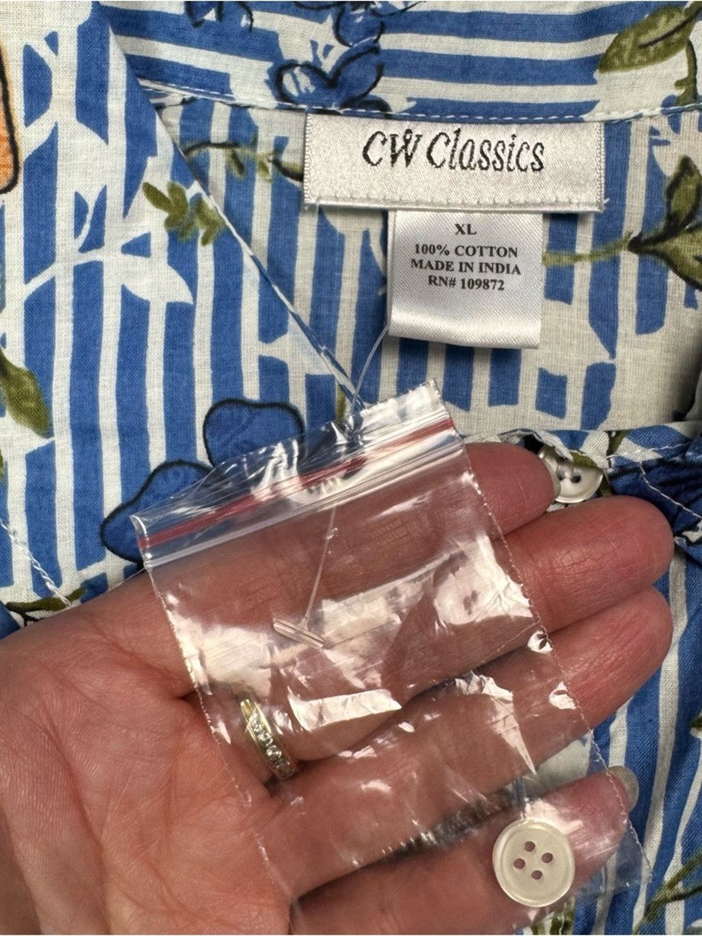 Other New CW Classics Blue Floral Stripe Button-Down Cotton Shirt Size XL / US 12-14 / IT 48-50 - 6 Thumbnail