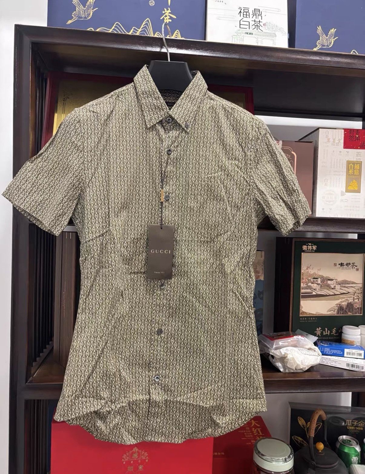 Gucci Green Short Sleeve Patterned Shirt XS Size US XS / EU 42 / 0 - 1 Thumbnail
