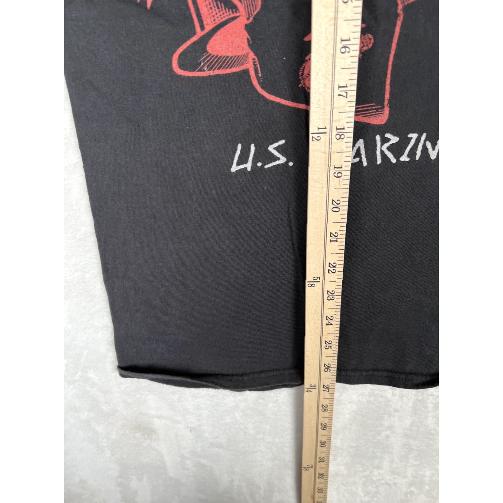Vintage Black Ink Design T-Shirt USMC US Marines Warrior Ethos Men's XL Black Crew Short Sleeve Cotton Graphic Print Modern Vintage: No (omit vintage) Size US XL / EU 56 / 4 - 3 Thumbnail