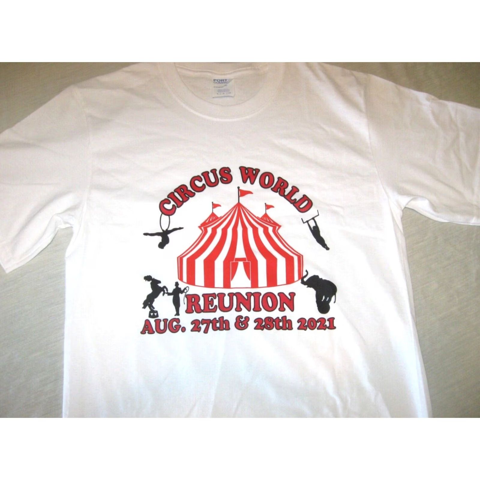 Port & Company Port & Company T-Shirt Circus World Theme Park Haines City FL Mens Small White Cotton Graphic Print Short Sleeve Shirt Size US S / EU 44-46 / 1 - 2 Thumbnail