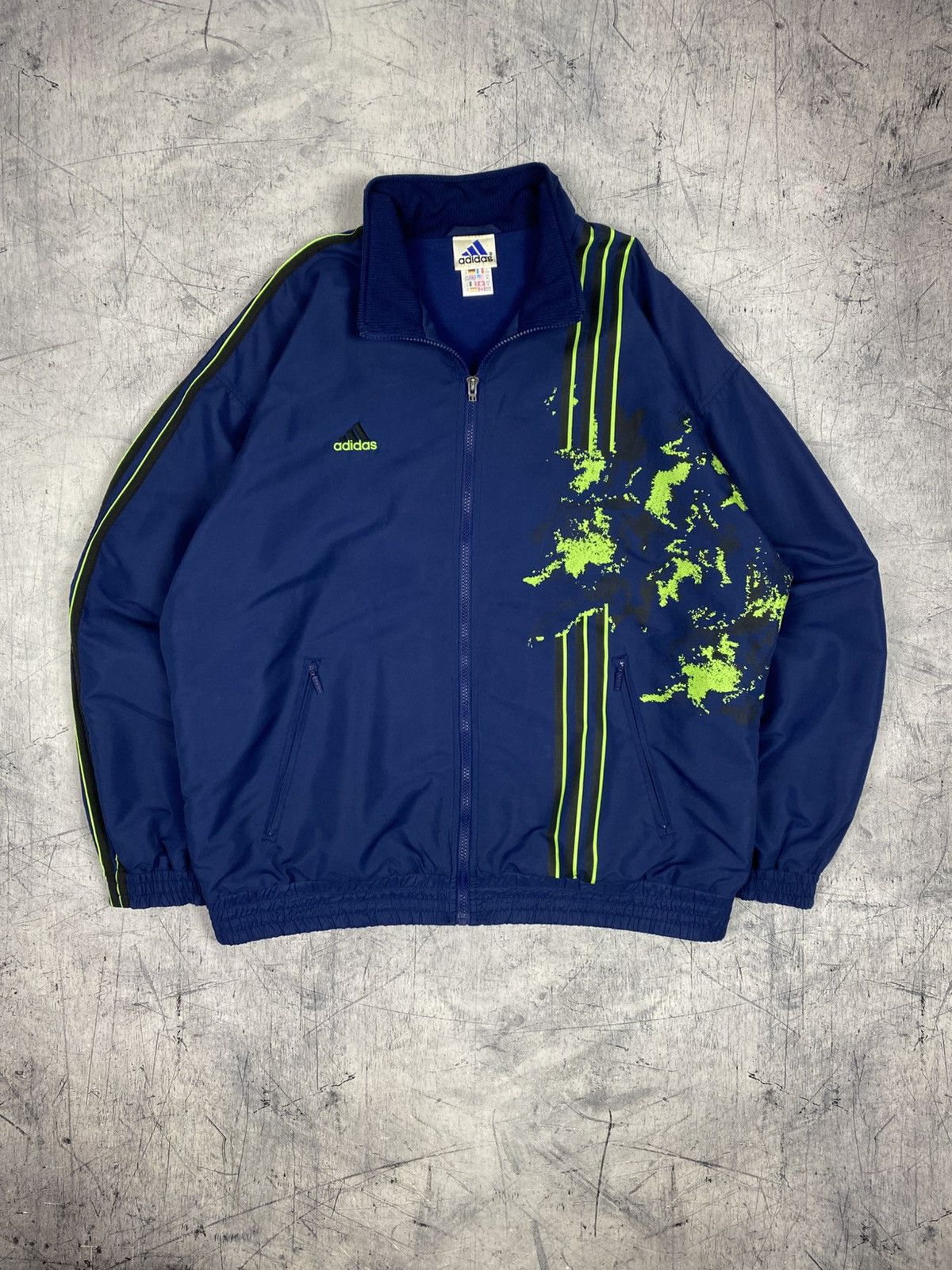 Adidas Vtg Adidas Tracksuit Full Set Jacket Pants Blue Green Neon Size US 33 - 3 Thumbnail