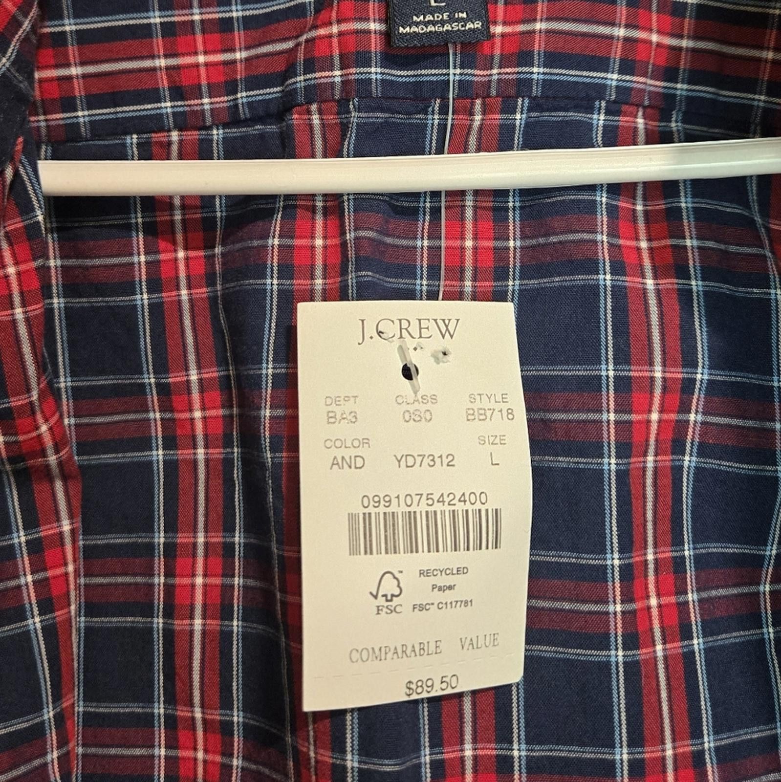 J.Crew J. Crew Men's Slim Untucked Holiday Tartan Plaid Flex Shirt Size US L / EU 52-54 / 3 - 2 Thumbnail