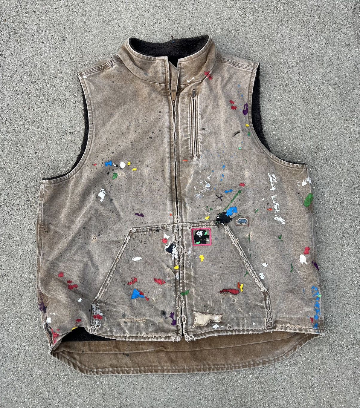 Carhartt Custom Carhartt Sherpa Lined Vest Thrashed Distressed Fade Size US XL / EU 56 / 4 - 1 Thumbnail