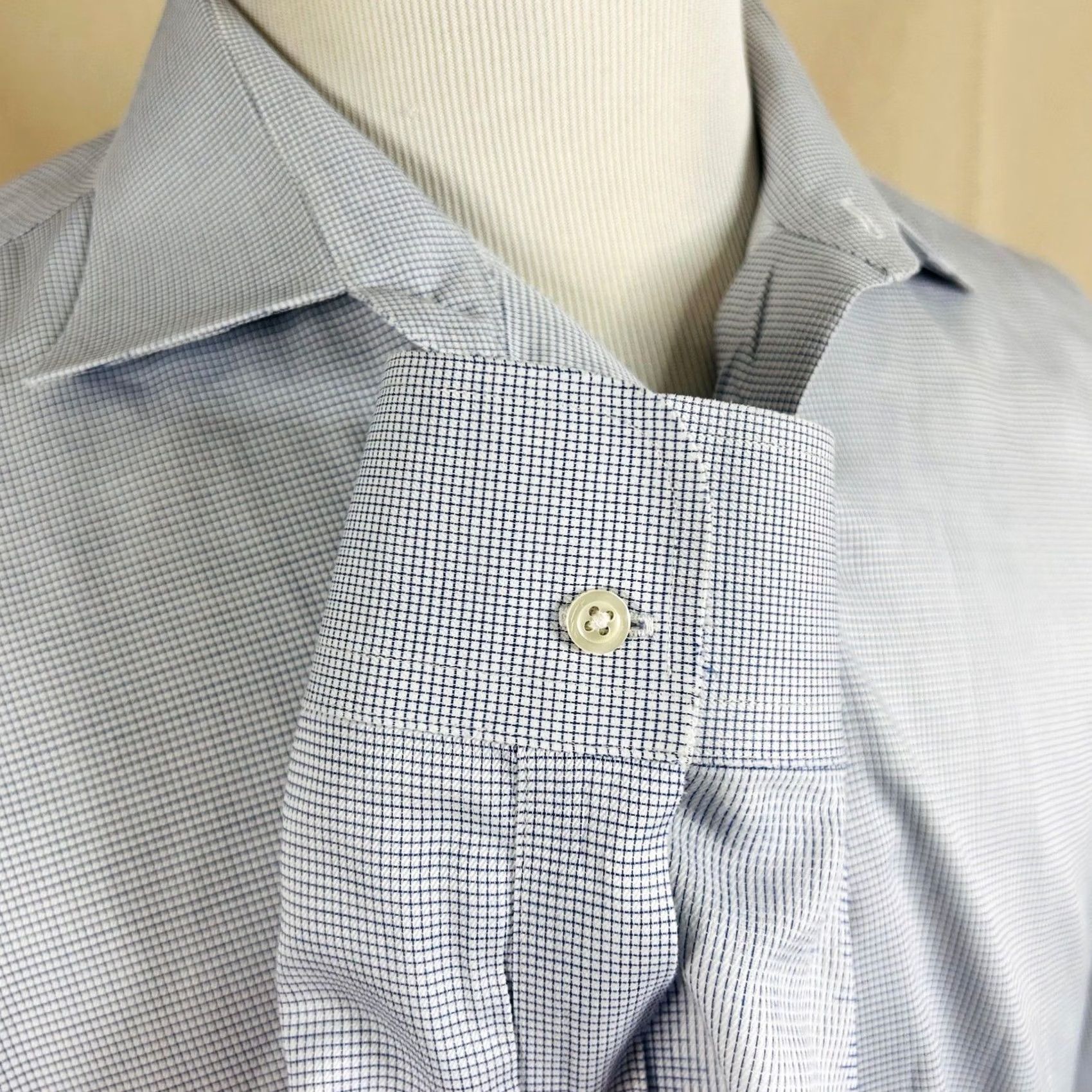 Brooks Brothers Brooks Brothers Regent Dress Shirt Blue Check Non Iron Cotton Mens 17.5 34 Size 48R - 4 Thumbnail