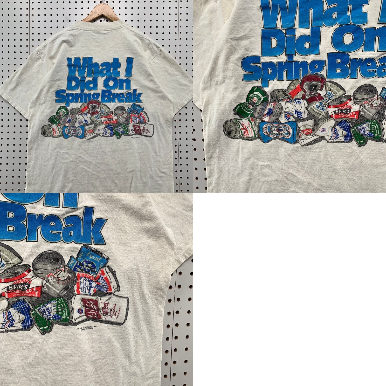 Gildan VINTAGE 90s Spring Break Beer Shirt Mens XL White Ft Myers Florida USA BRO Shirt Size US XL / EU 56 / 4 - 9 Thumbnail