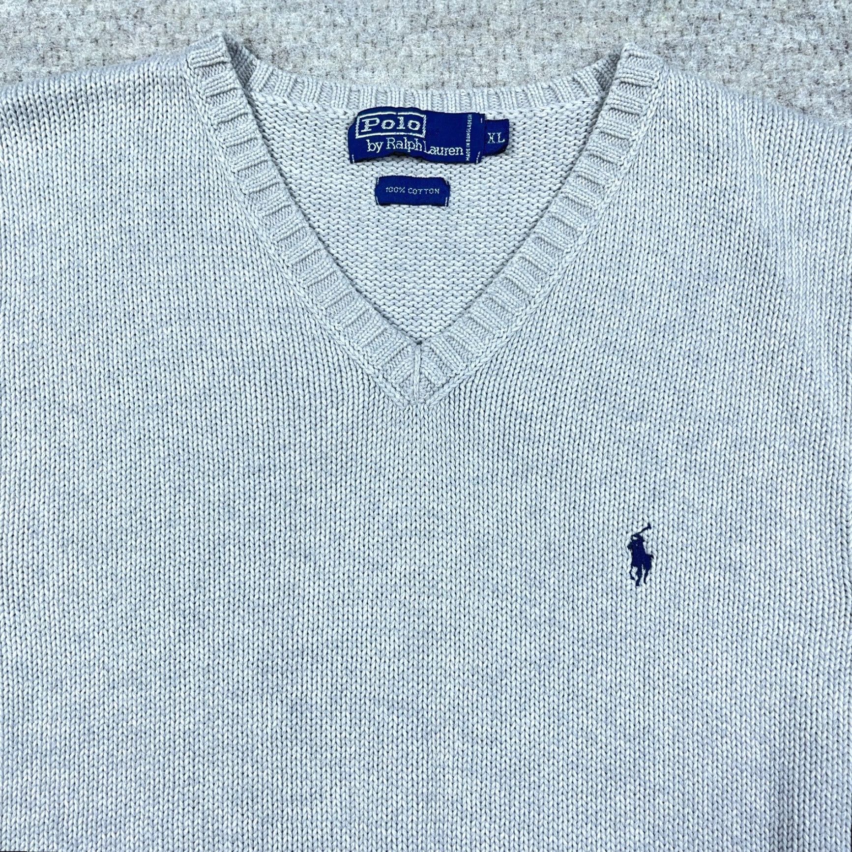 Polo Ralph Lauren VINTAGE Polo Ralph Lauren Sweater Vest Men XL Gray Blue V-Neck Heavy Chunky Knit Size US XL / EU 56 / 4 - 4 Thumbnail