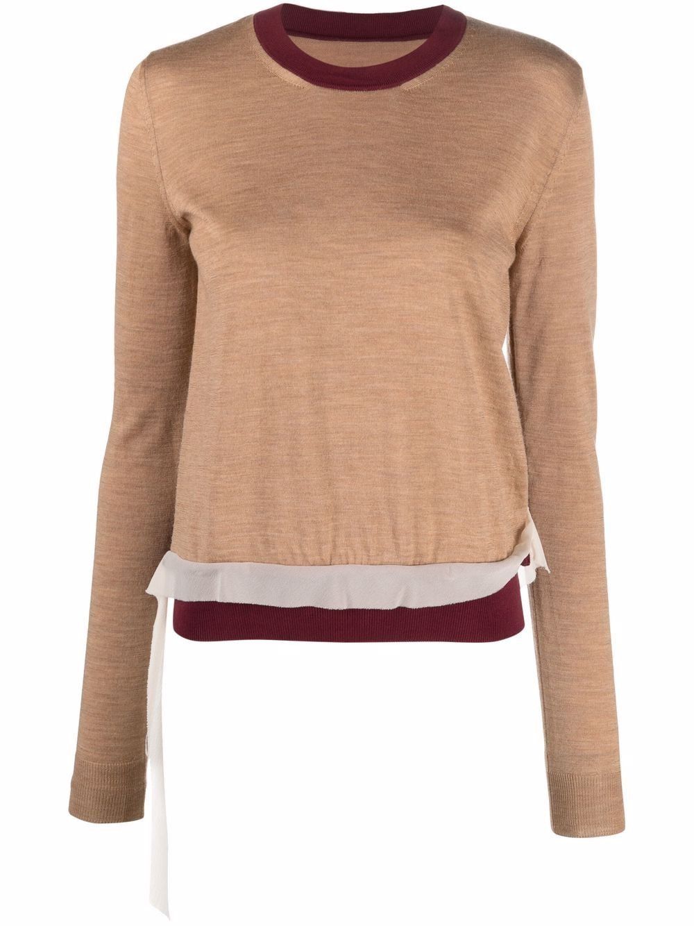 o1y0625 Crewneck Sweater in Camel/Red