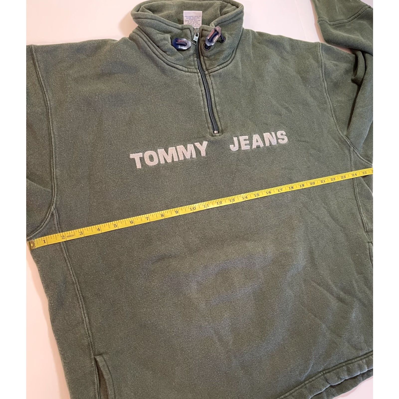 Tommy Hilfiger VINTAGE Tommy Hilfiger Tommy Jeans Pullover 1/4 Zip Sweater Shirt Mens 2XL Green 90s Size US XXL / EU 58 / 5 - 5 Thumbnail