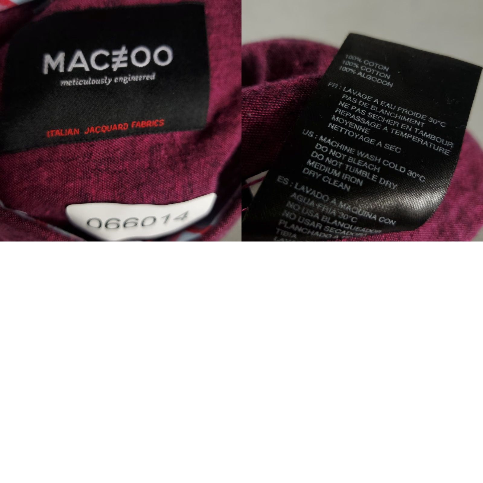 Maceoo Maceoo Shirt Mens 2XL Burgundy Button-Up Long Sleeve Collared Cotton Casual Business Formal Travel Workwear Modern Preppy Size US XXL / EU 58 / 5 - 8 Thumbnail