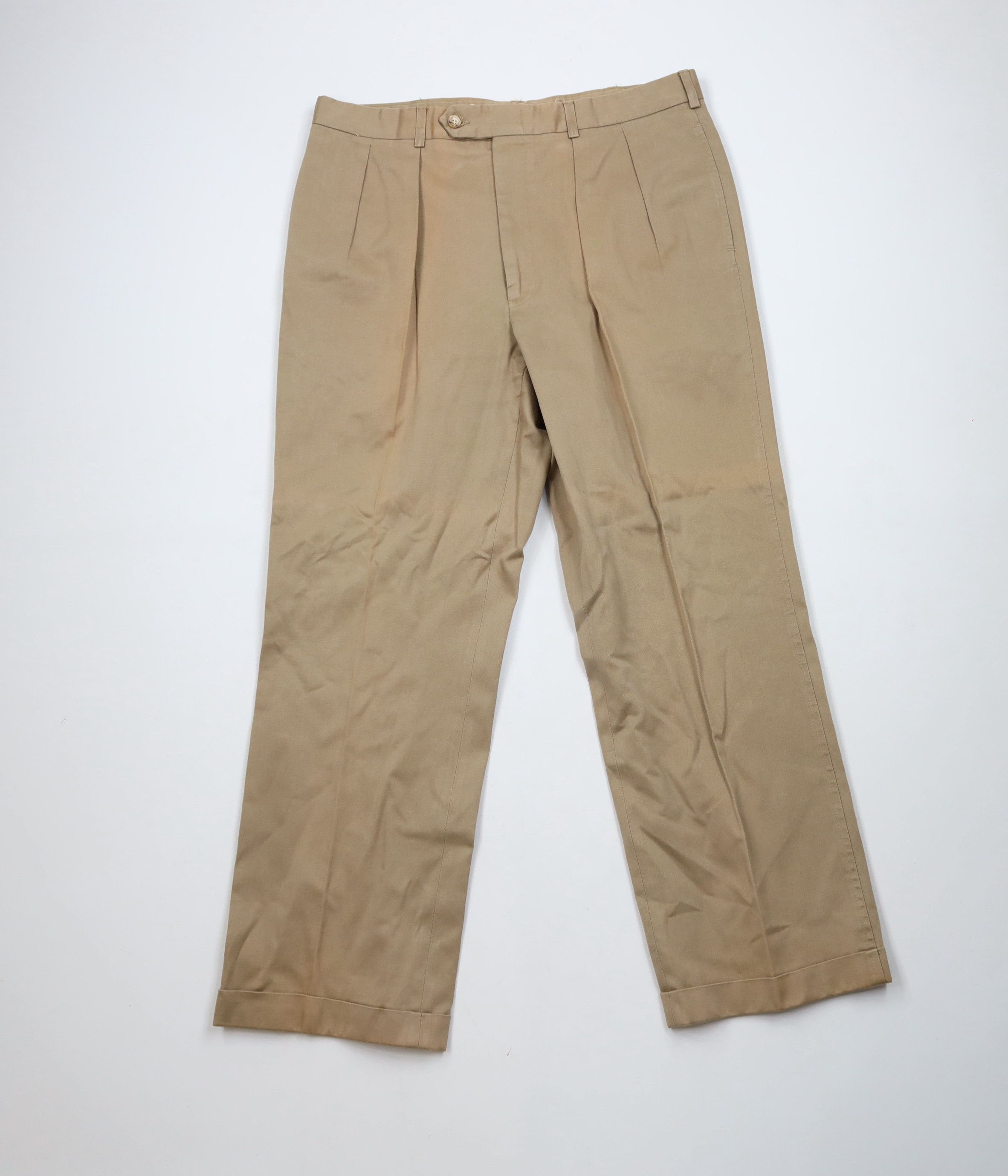 Lands' End Vintage 70s Lands End Pleated Wide Leg Chino Pants Beige USA Size US 36 / EU 52 - 1 Thumbnail