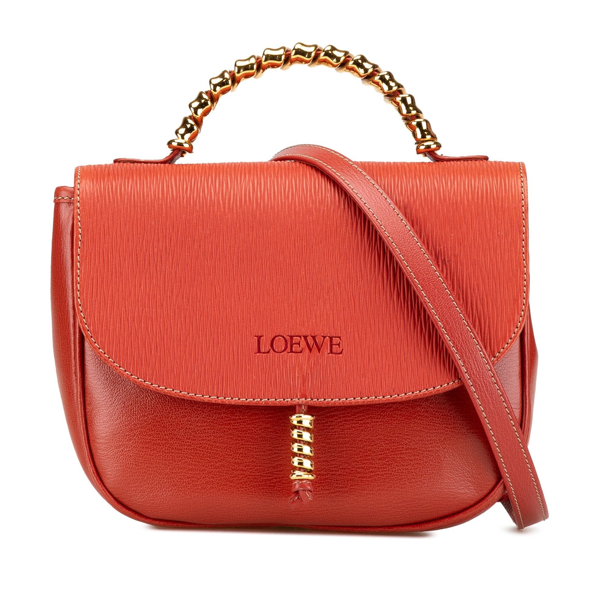Loewe LOEWE Leather Velazquez Satchel Red Size ONE SIZE - 1 Thumbnail