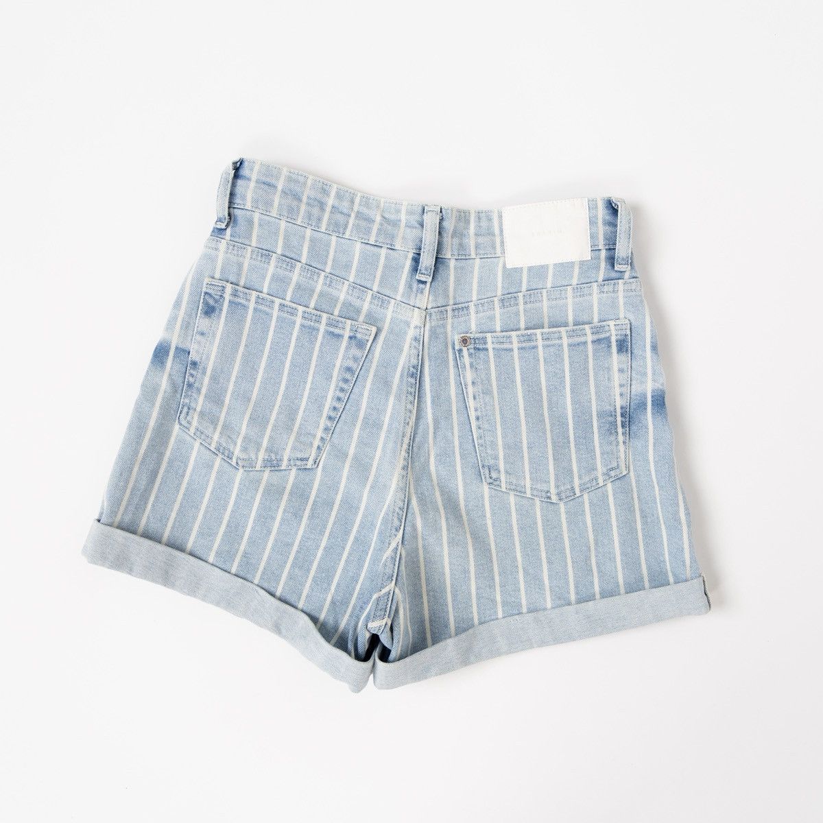 H&M H&M Women High Waist Striped Denim Shorts Blue Casual Summer Size 26" / US 2 / IT 38 - 2 Thumbnail