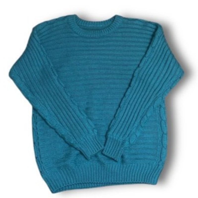 Other VINTAGE 70s Heavy Oversized Knit Sweater Teal Blue/Green XL Size XL / US 12-14 / IT 48-50 - 2 Thumbnail