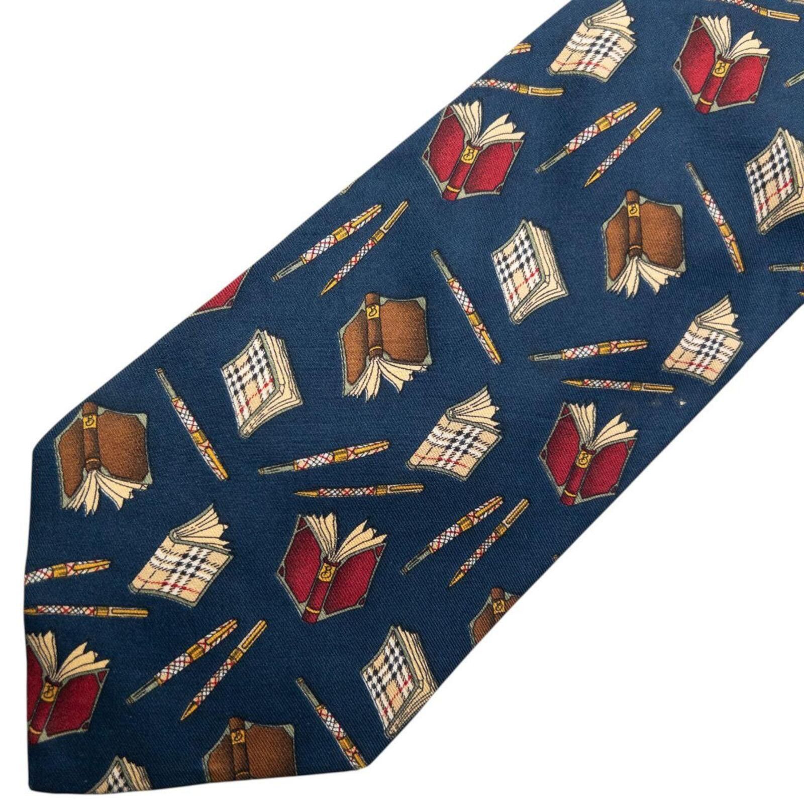 Burberry Vintage 90s Burberry Book & Pen Pattern Silk Tie Size ONE SIZE - 5 Thumbnail