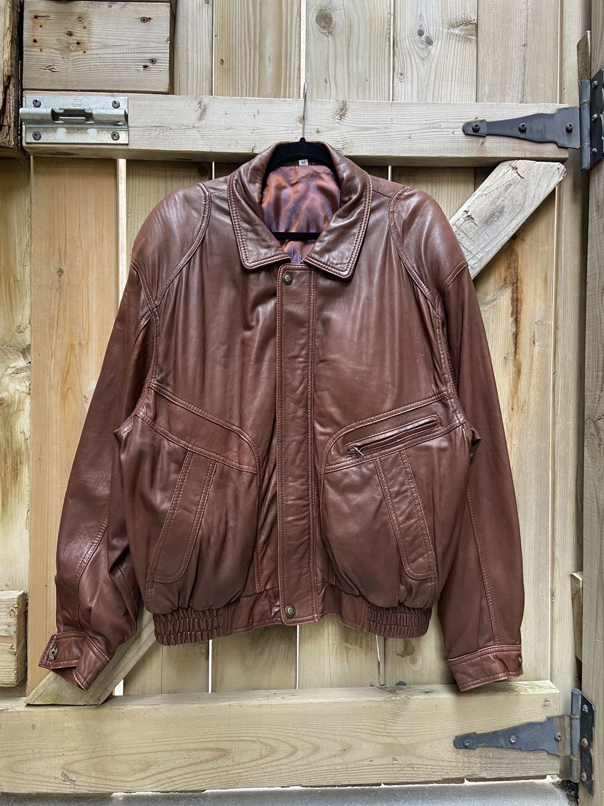 Vintage Vintage Brown Boxy Leather Jacket | Grailed