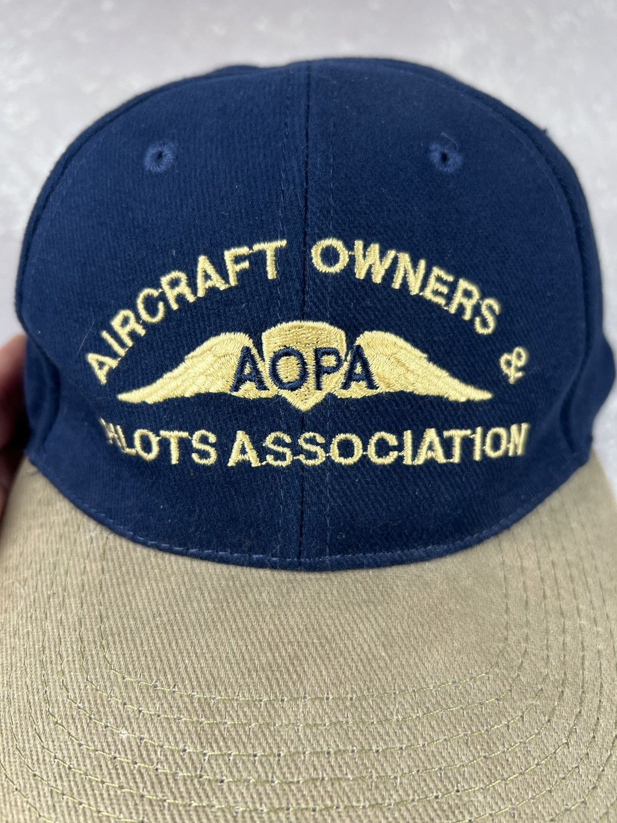 Vintage AOPA Aircraft Owners Pilots Association Cap Hat Blue/Beige Size ONE SIZE - 2 Thumbnail