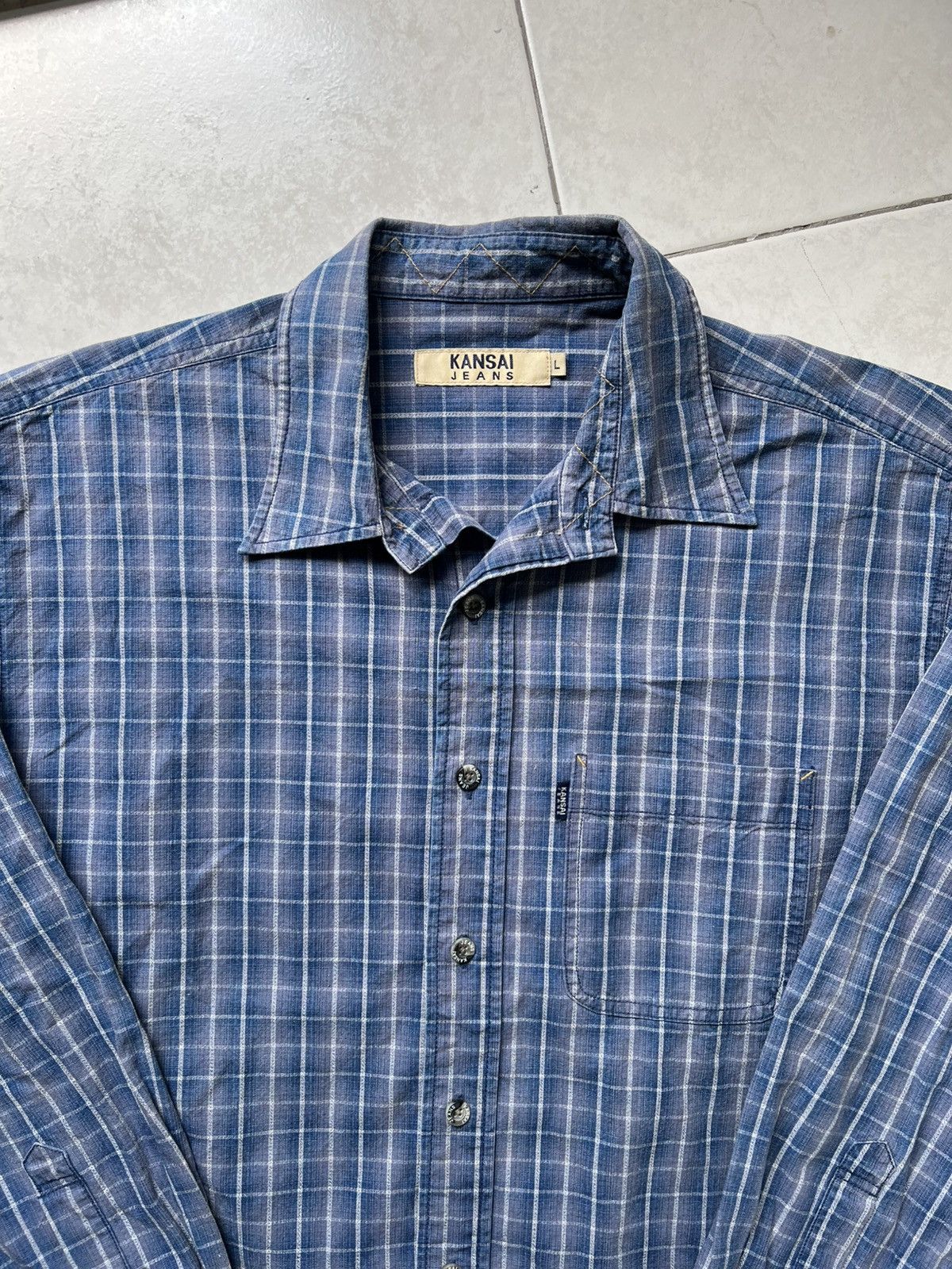 Kansai Yamamoto Kansai Jeans Long Sleeves Striped Shirts Size US L / EU 52-54 / 3 - 5 Thumbnail