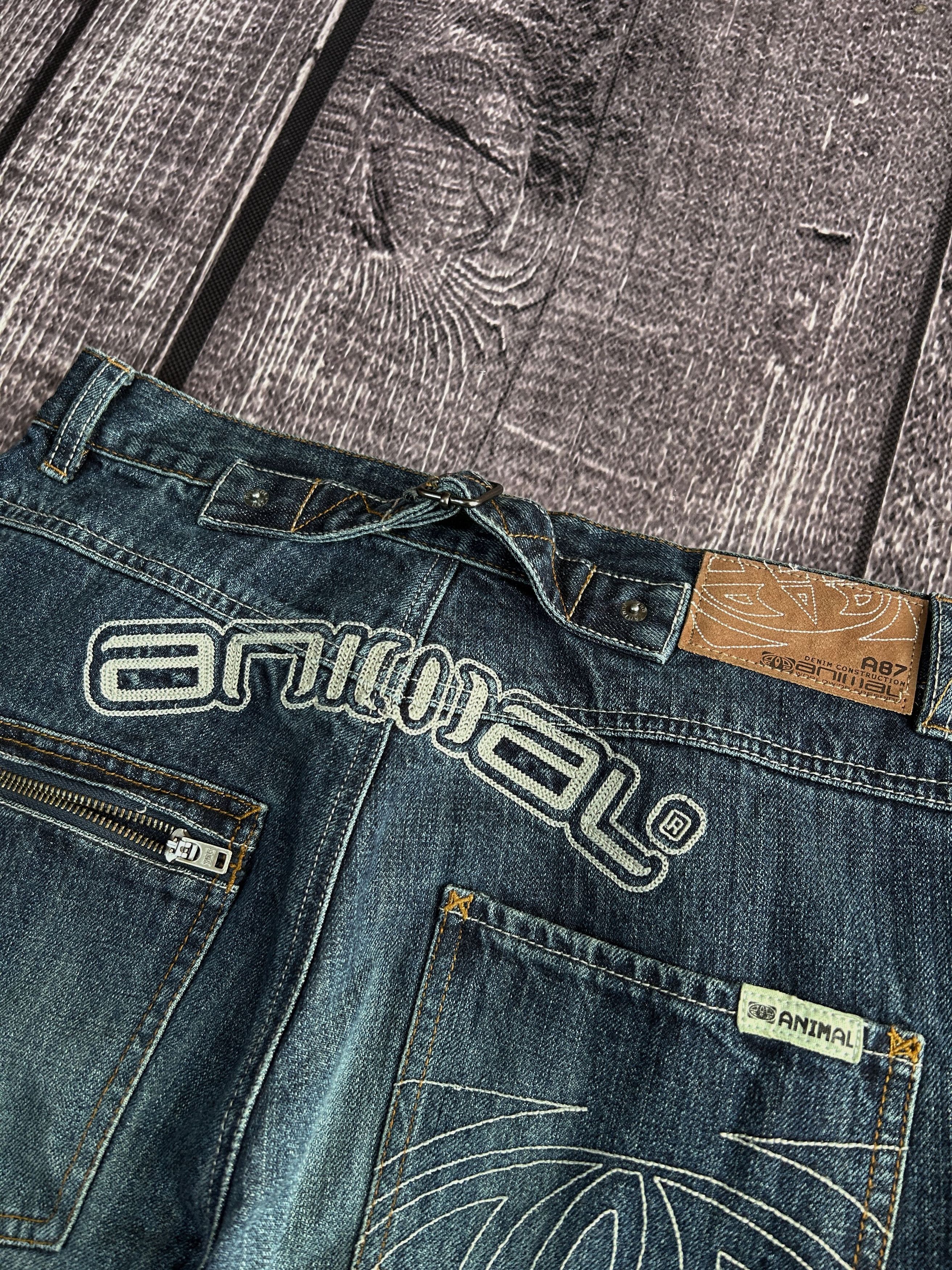 Vintage Y2K Animal Denim Jeans Wide Leg Vintage Logo Back Streetwear Size US 30 / EU 46 - 5 Thumbnail