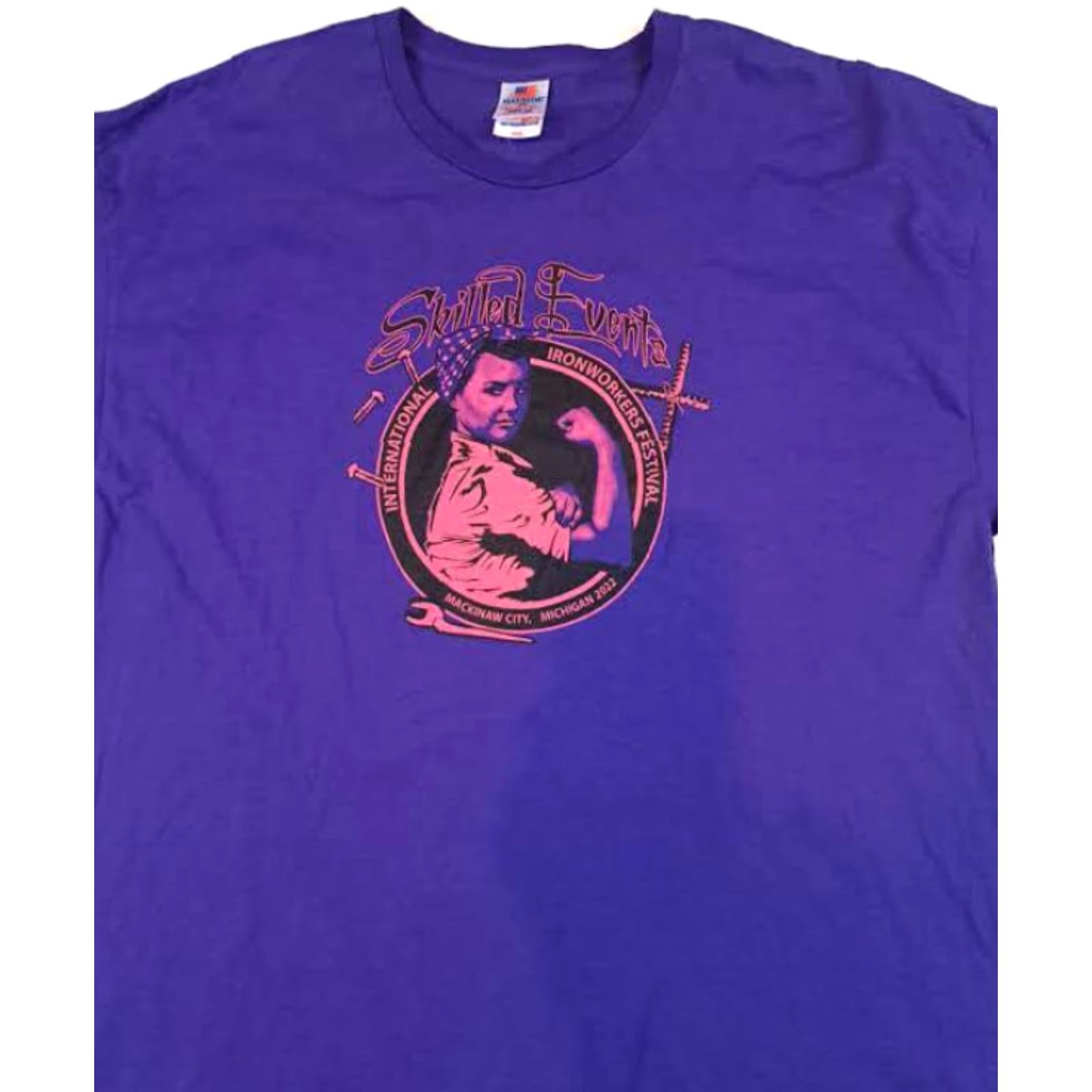 Vintage International Steel Workers Mackinac Island T-Shirt Bayside USA 2XL Purple Mens Size US XXL / EU 58 / 5 - 3 Thumbnail