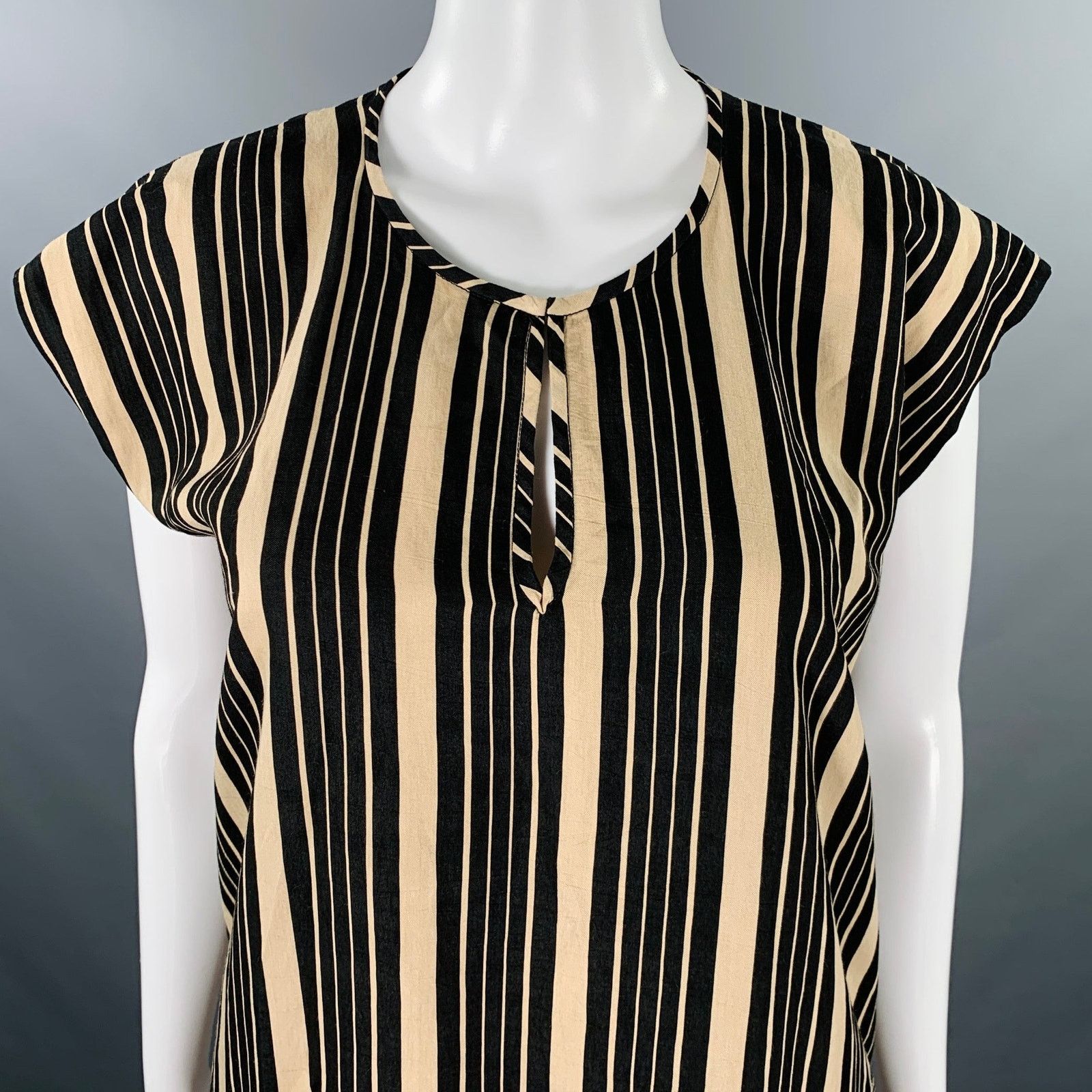 Other Size XS Black Beige Viscose Blend Stripe Tunic Long Dress Size XS / US 0-2 / IT 36-38 - 2 Thumbnail