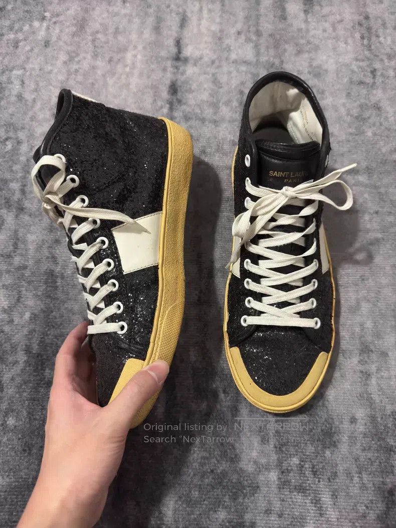 Saint Laurent Paris Saint Laurent Paris Black Scale Patch Cowhide High-Top Can Size US 9 / EU 42 - 3 Thumbnail
