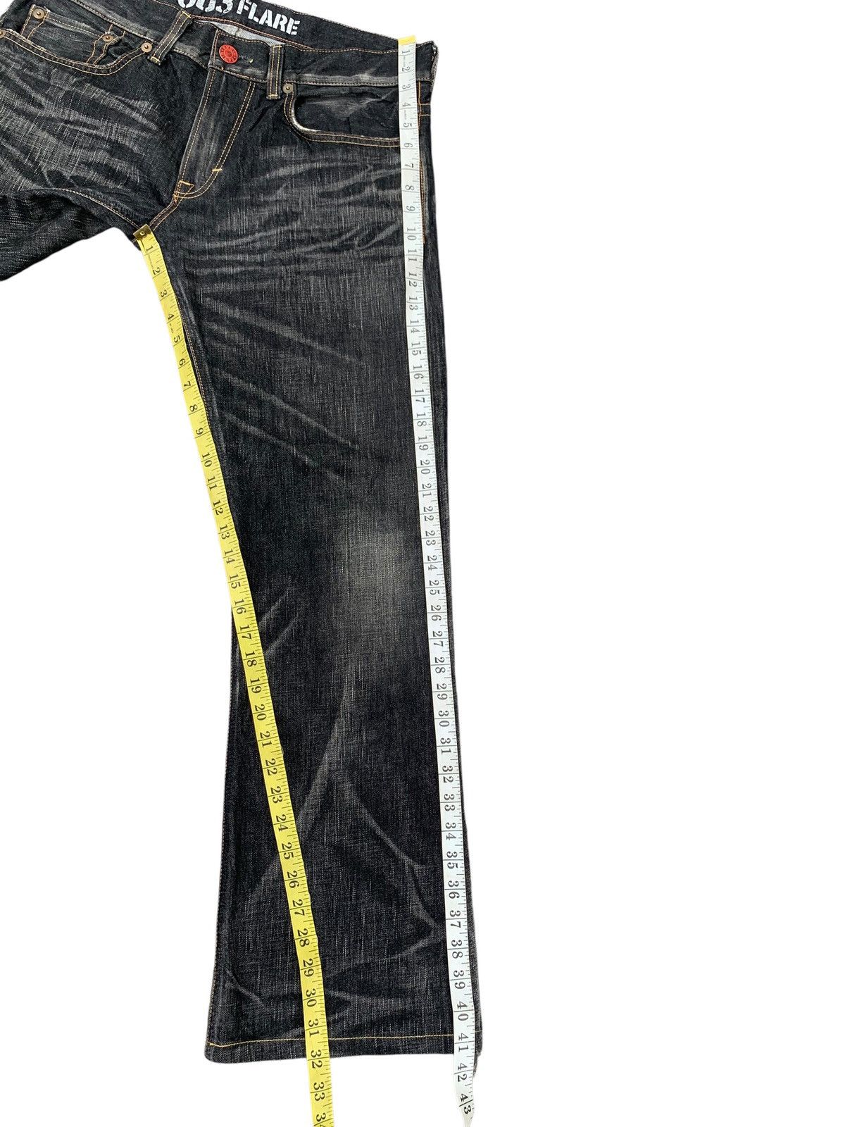 Edwin RARE💥EDWIN 503 FLARE BLUE TRIP CLAWNMARK MUDWASH DENIM Size US 35 - 20 Thumbnail