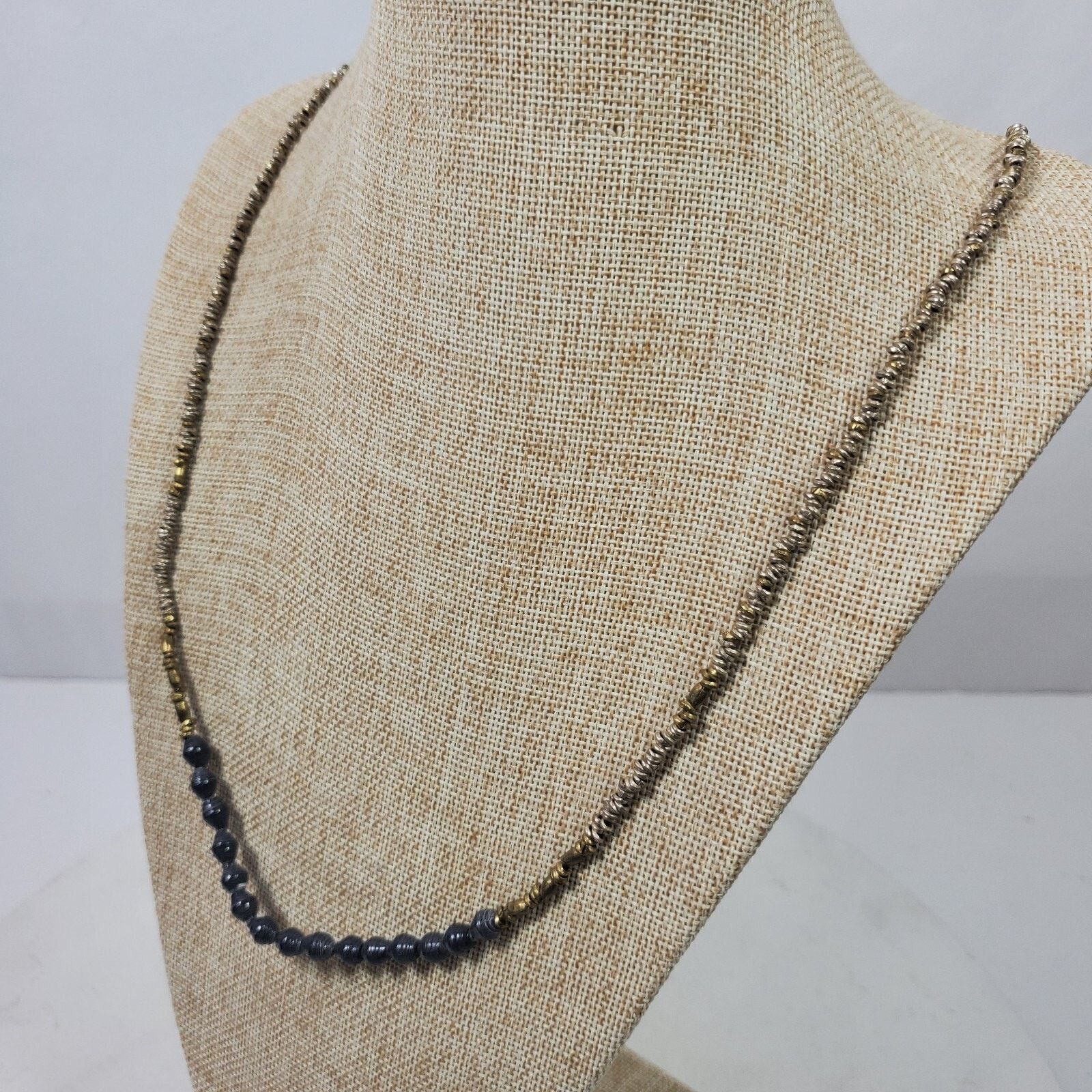 The Unbranded Brand Aeola Necklace Blue Beaded Small Gold Tone Beads 32" Size ONE SIZE - 3 Thumbnail