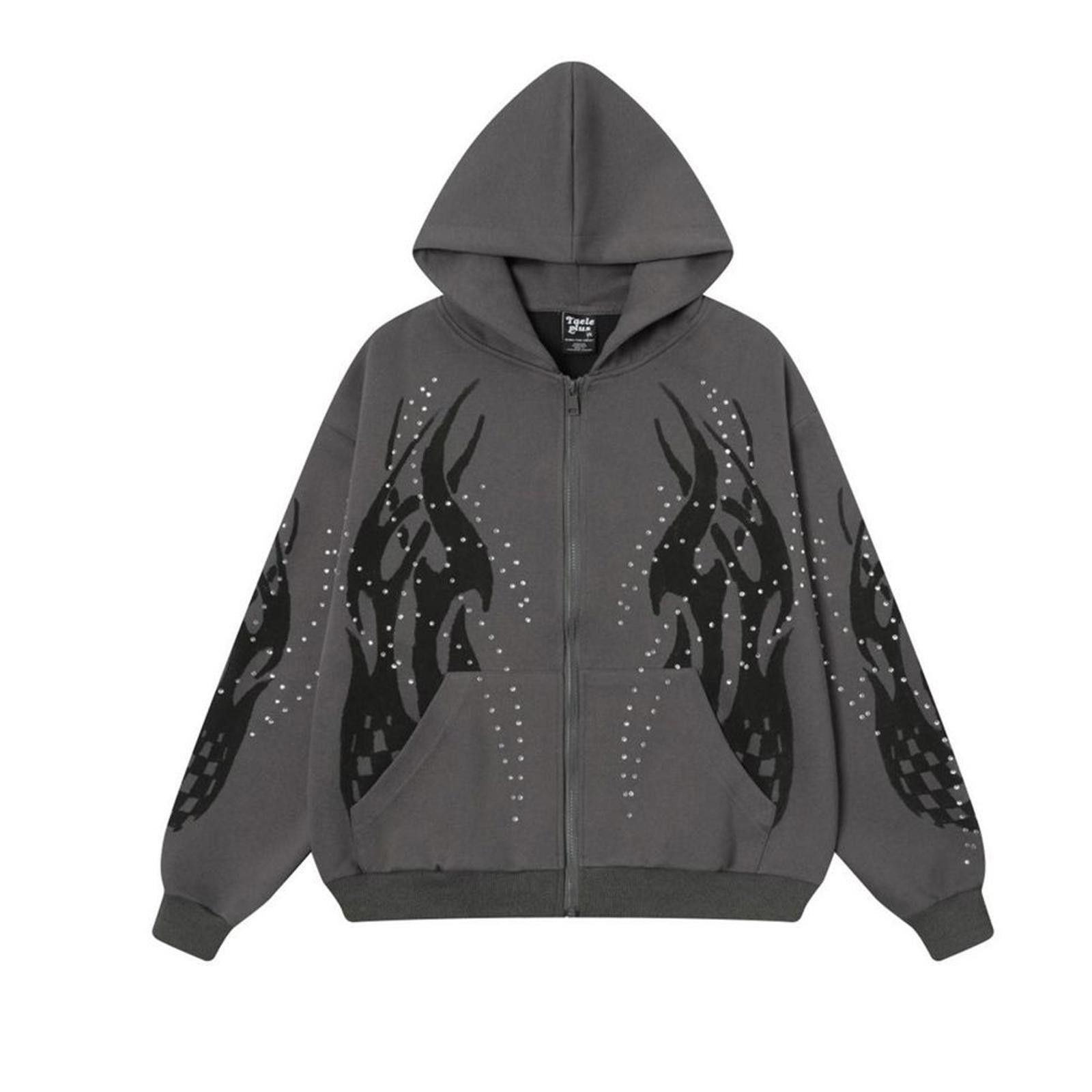 Japanese Brand Tribal Flame Rhinestone Zip Hoodie Size M / US 6-8 / IT 42-44 - 9 Thumbnail