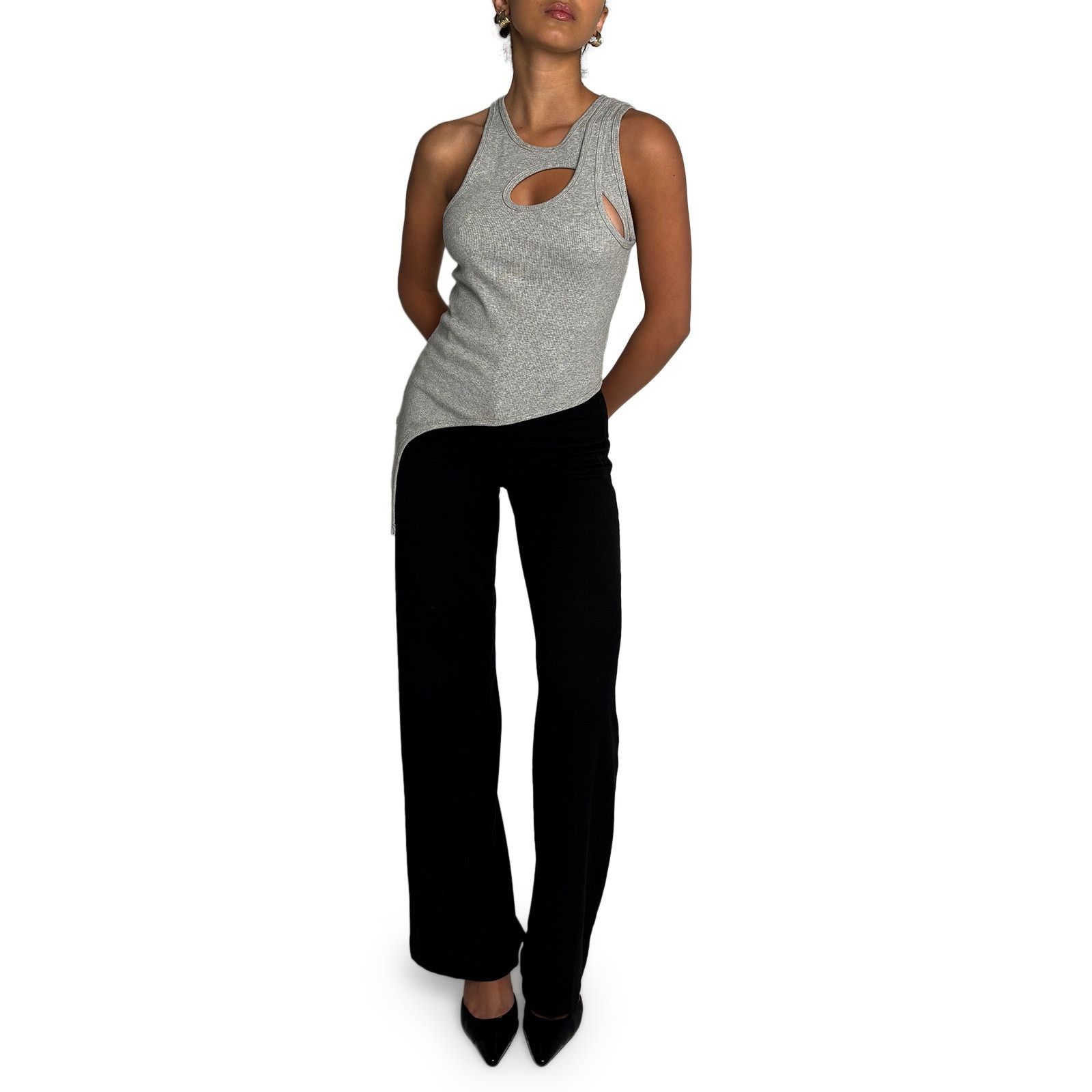 Dion Lee Grey Ribbed Cut Out Tank Size S / US 4 / IT 40 - 3 Thumbnail