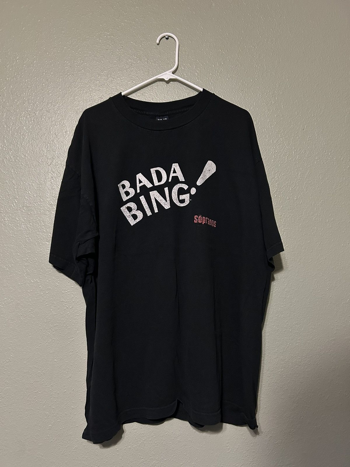 image of Movie x Vintage The Sopranos Bada Bing T Shirt in Black, Men's (Size 2XL)