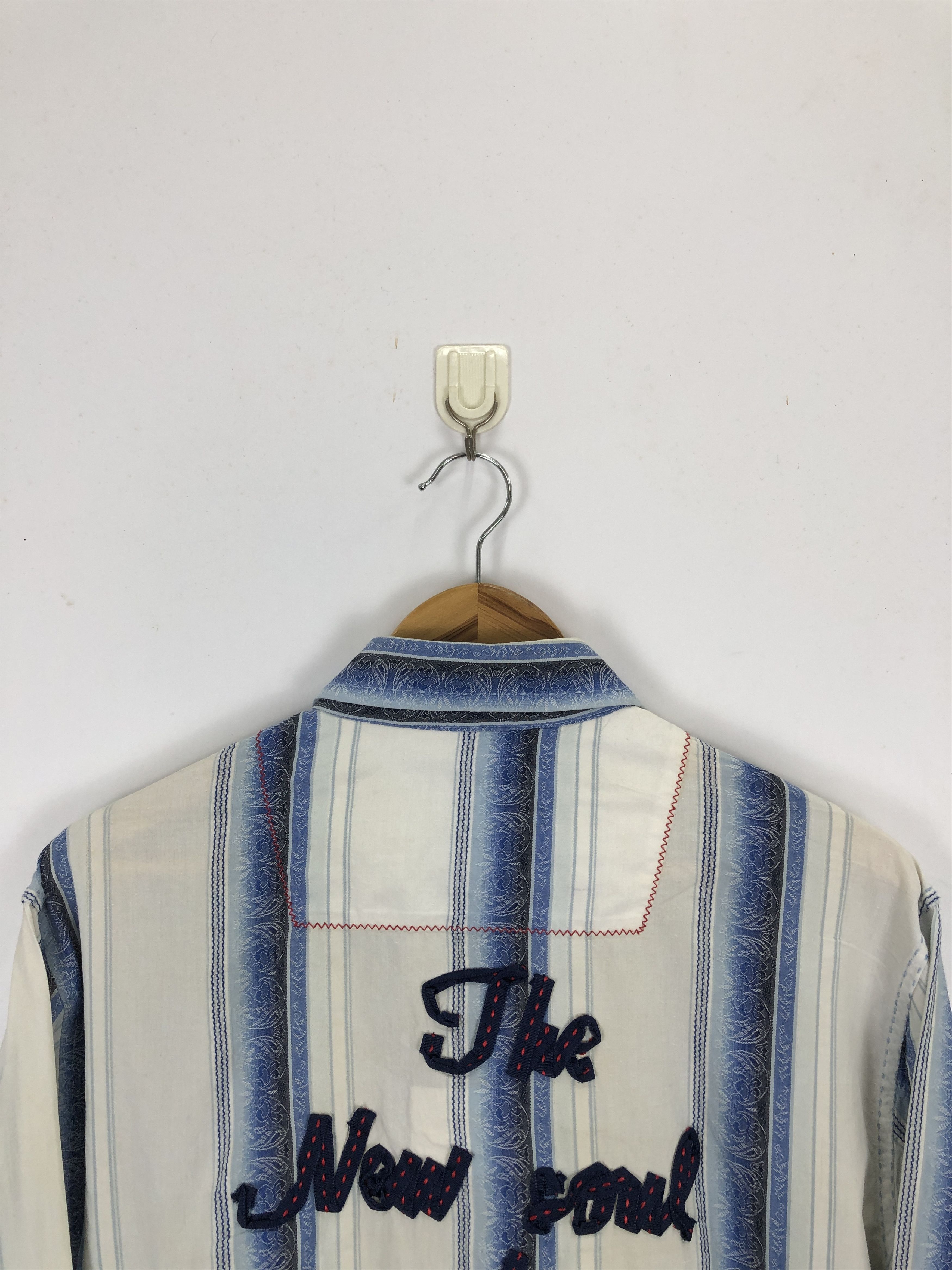 Vintage Vintage Japanese Brand Blue Stripe Western Shirt TA0448 Size US L / EU 52-54 / 3 - 3 Thumbnail