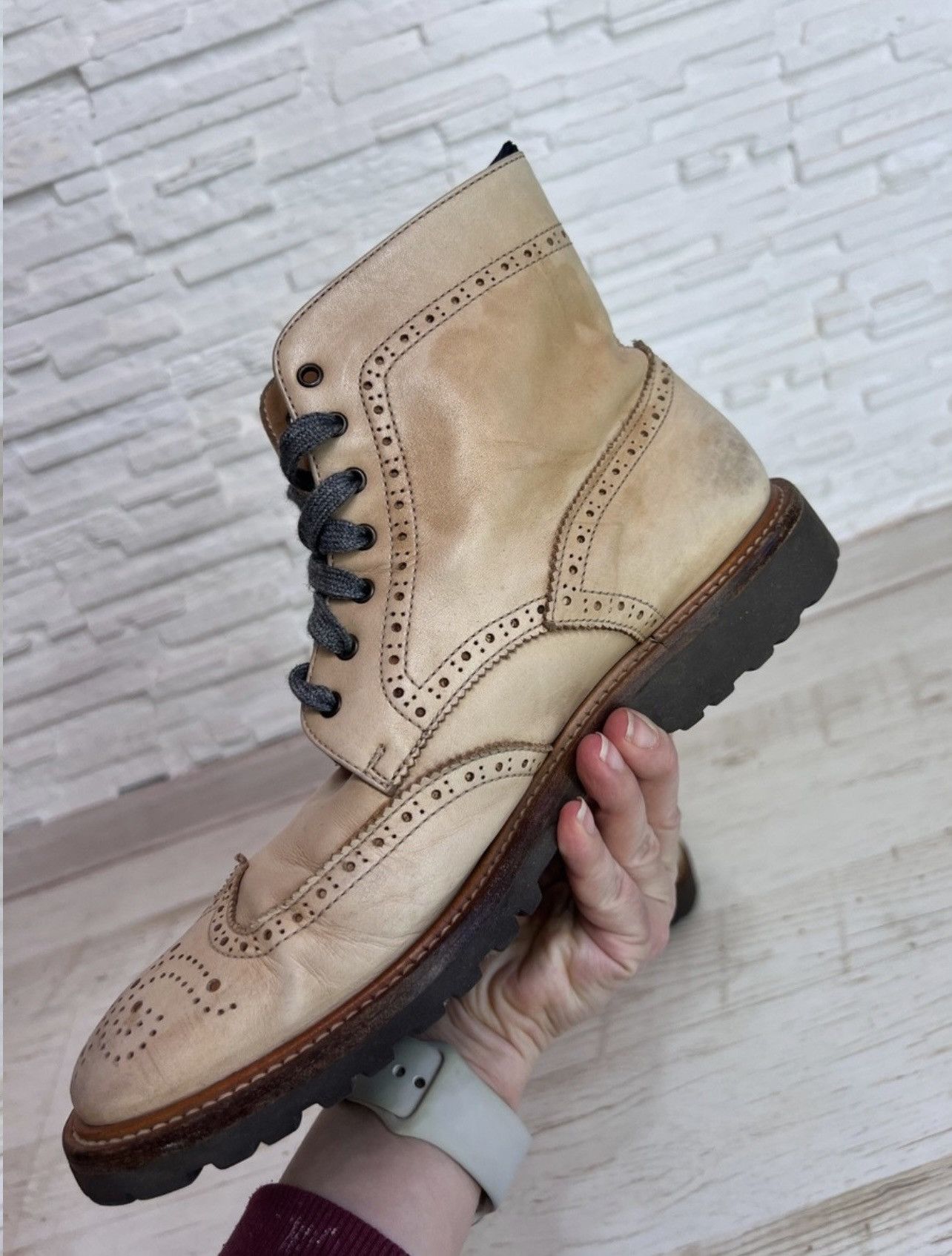 Brunello Cucinelli Brunello Cucinelli Leather Derby Boots Beige 26.5 cm Size US 10 / IT 40 - 8 Thumbnail